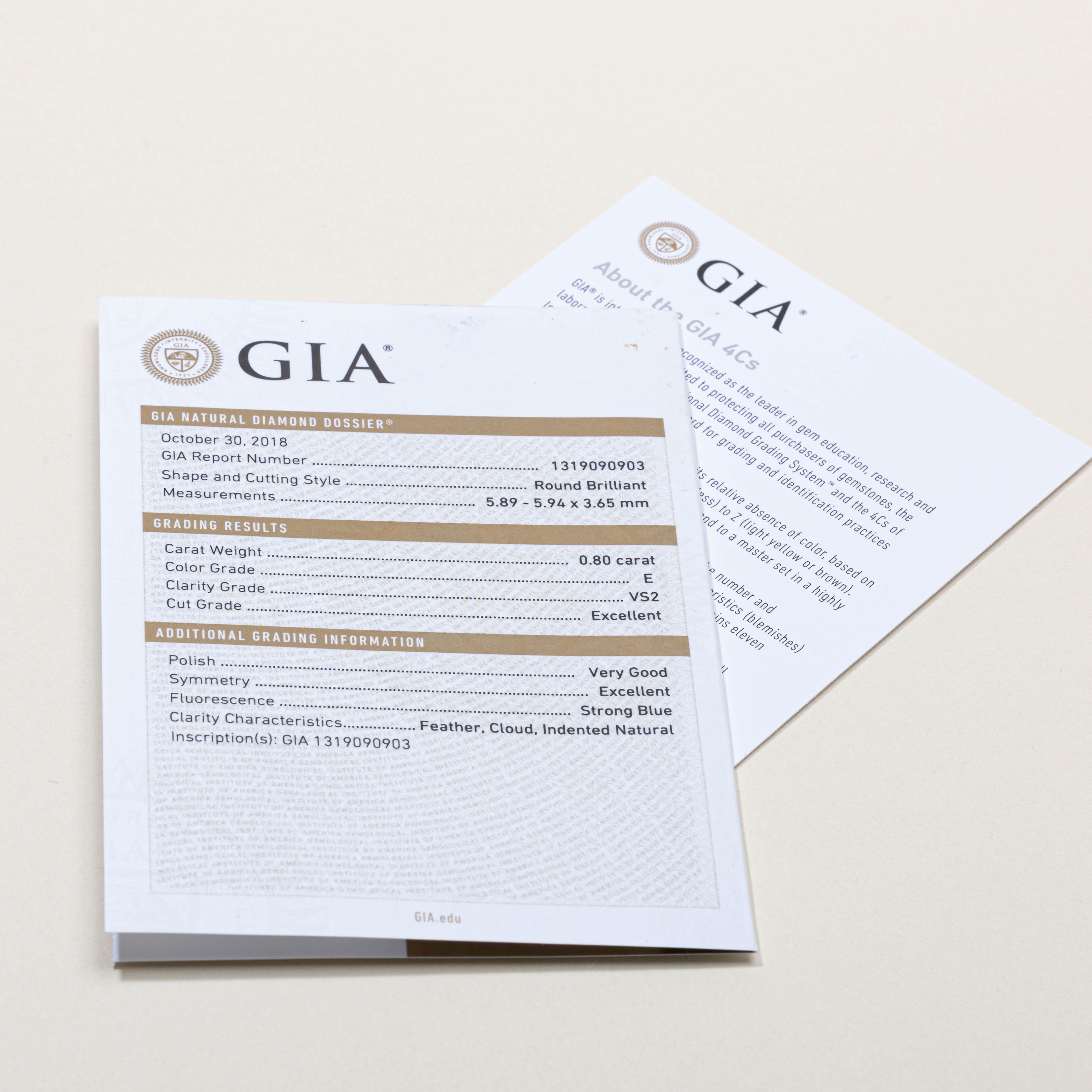 GIA Solitaire Diamond Engagement Ring | 0.80ct VS2 E Ex, 0.20ctw | SZ 4.5