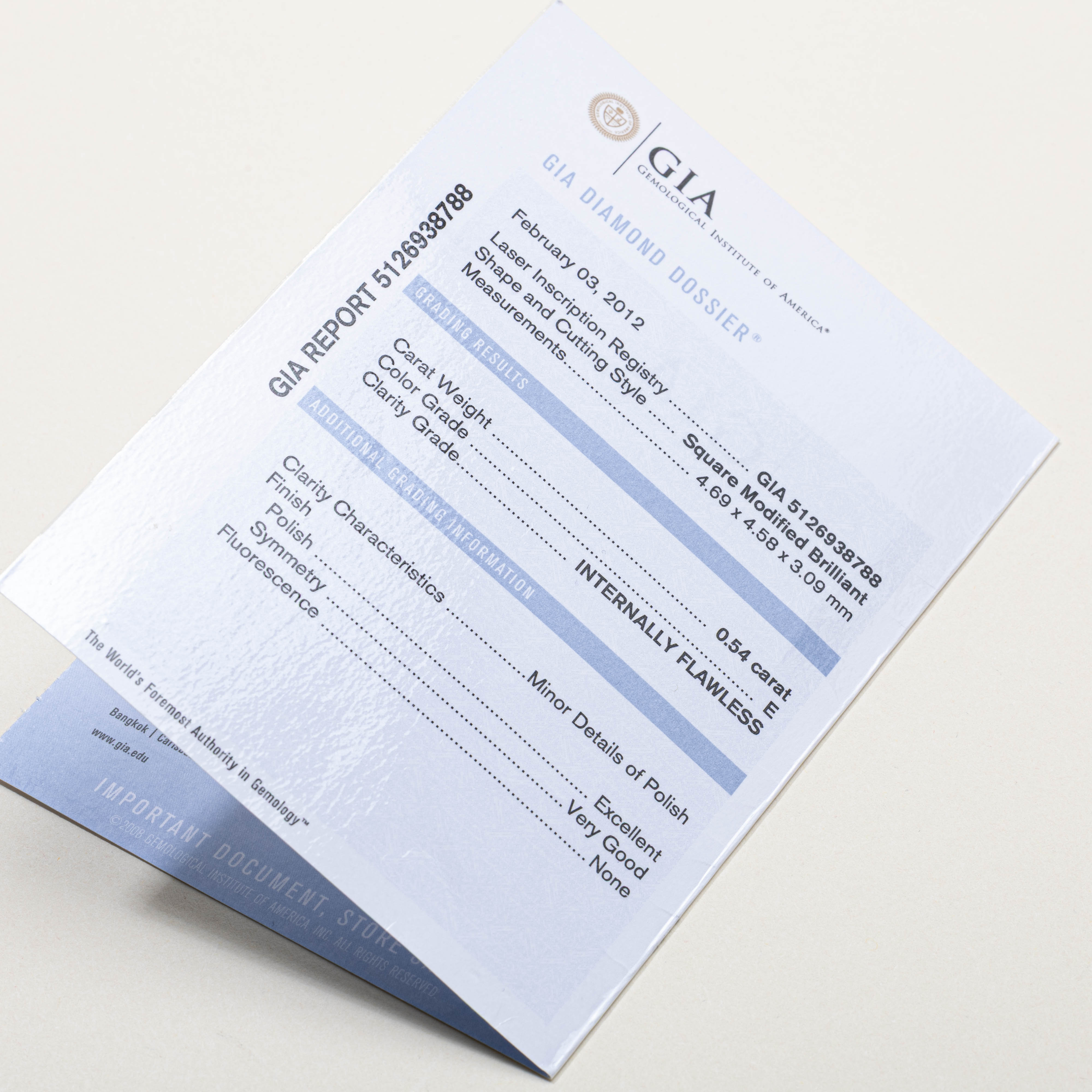 GIA Three Stone Princess Cut Diamond Ring | 0.54ct IF E, 0.41ctw | SZ 4.25