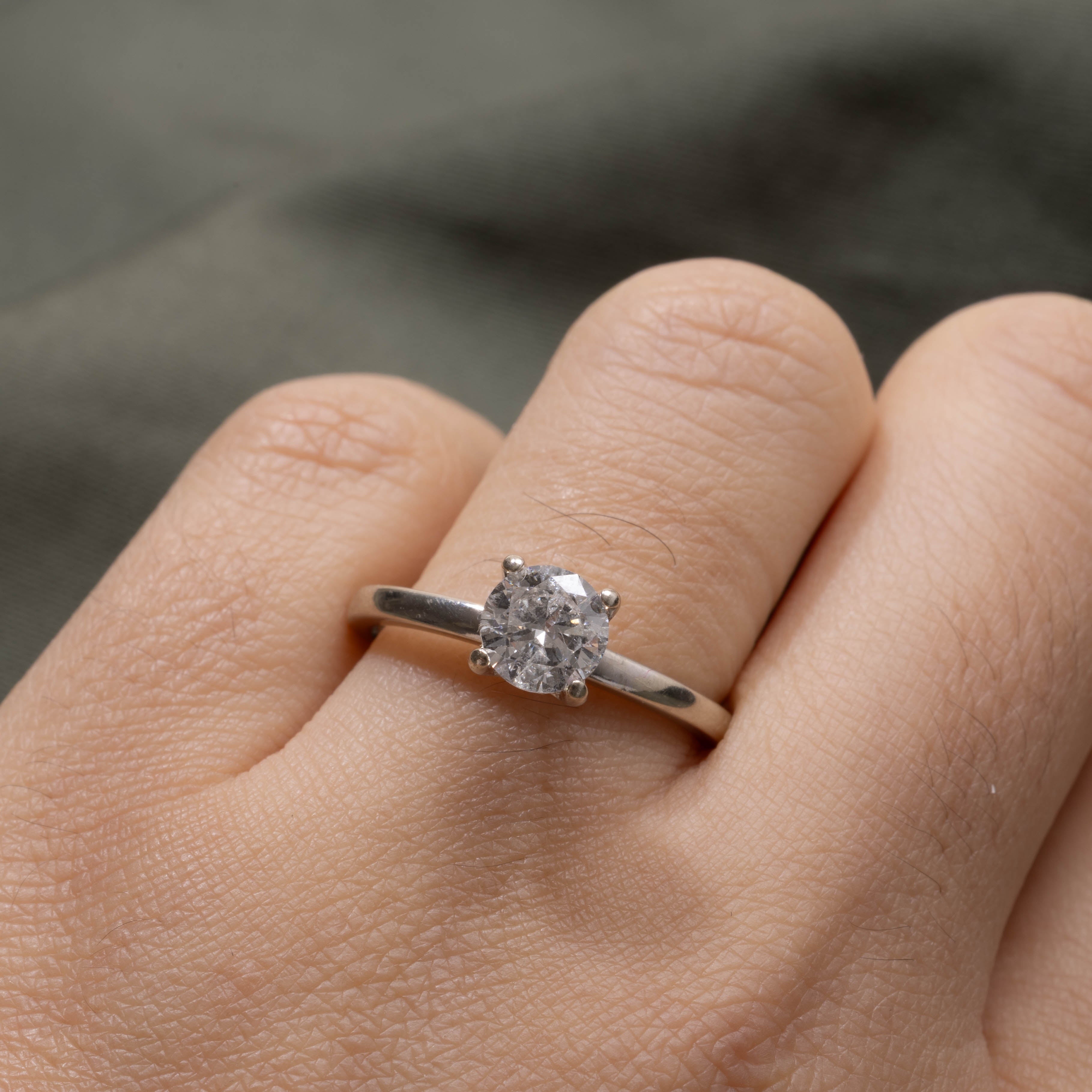 Canadian 14K Solitaire Diamond Ring | 1.03ct I1 I, 0.04ctw | SZ 7.0