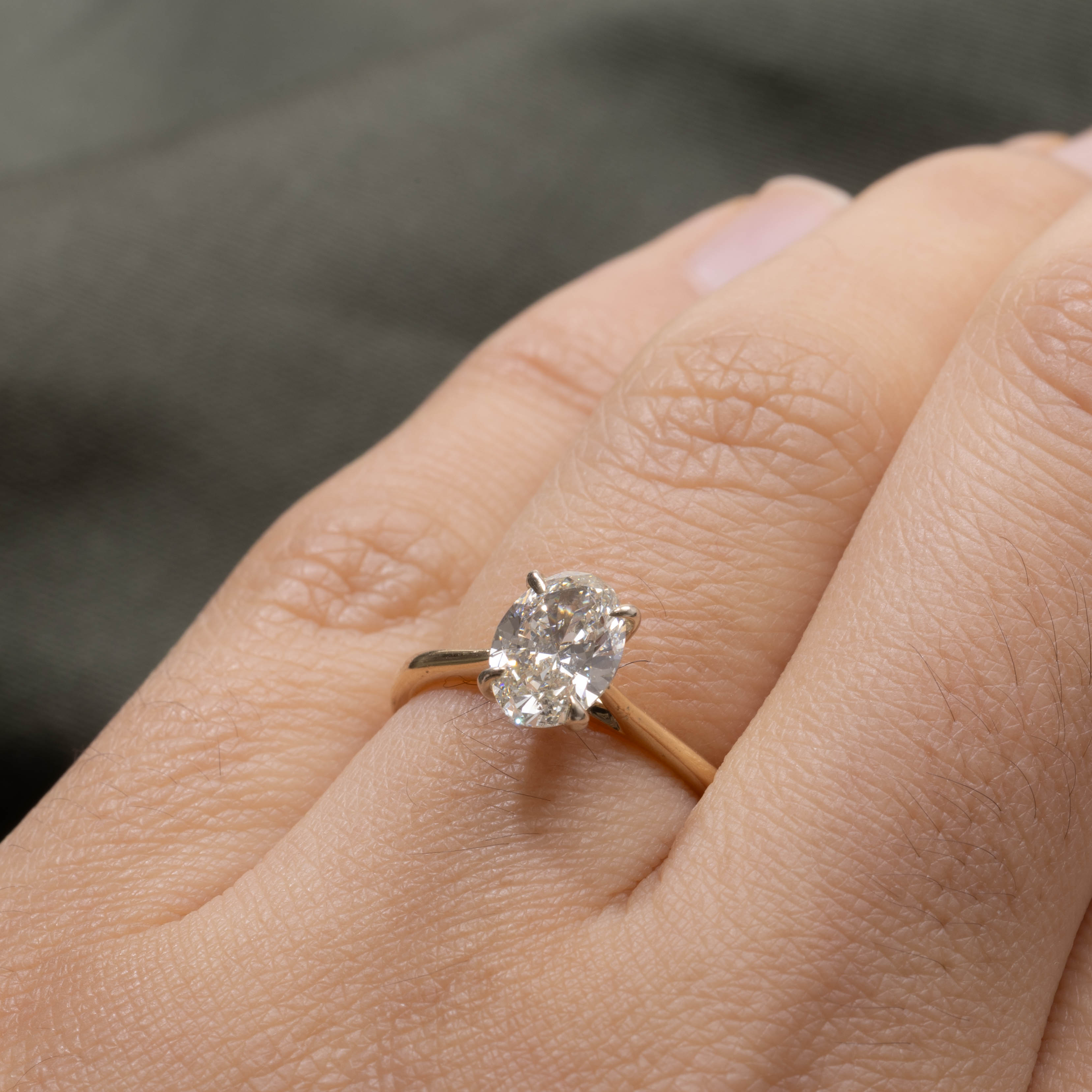 Bague solitaire diamant ovale IGI | 1,02 ct SI2 J | Taille 5,0