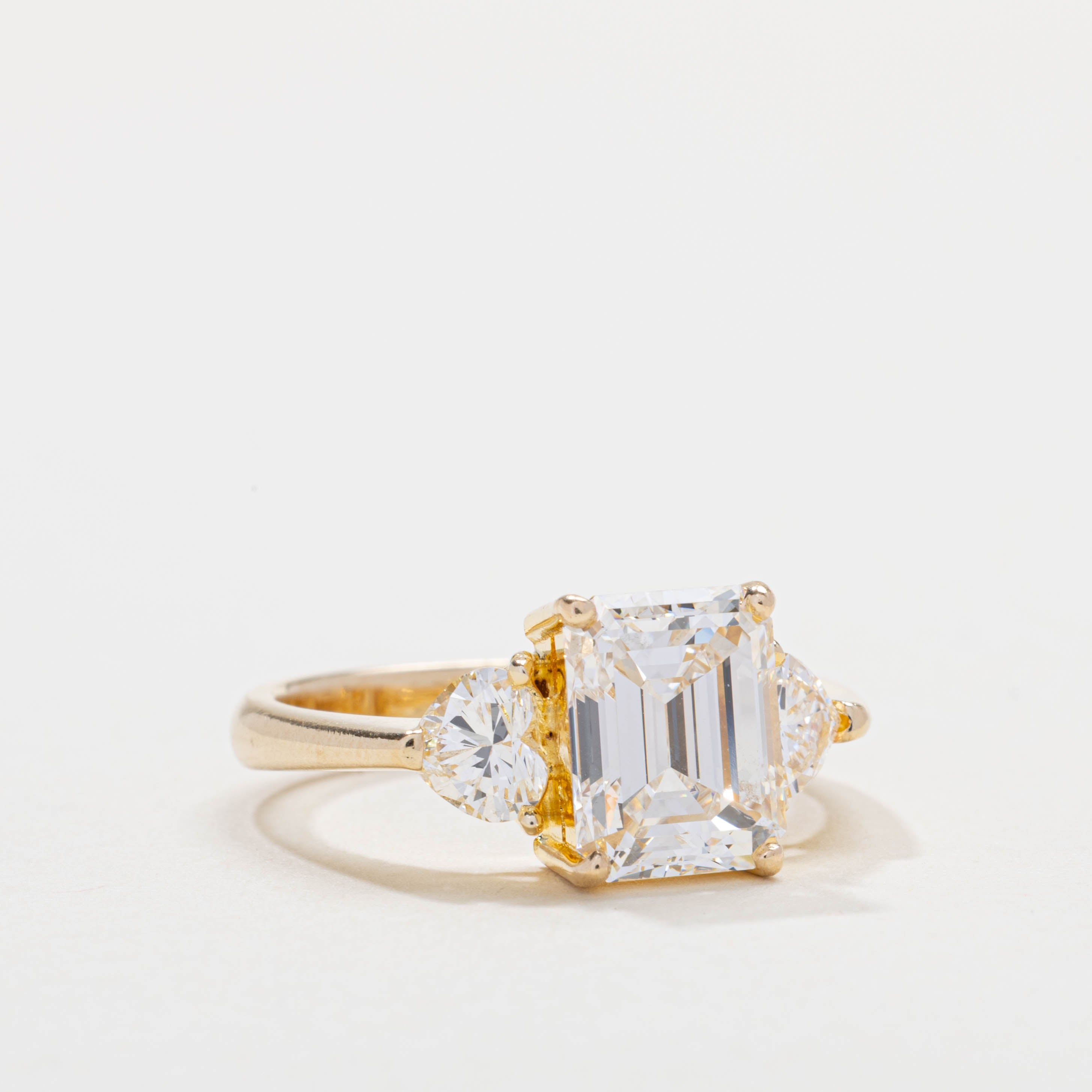 14K Emerald Cut Diamond Engagement Ring | 2.30ct VVS1 H/I, 0.70ctw | SZ 6.0