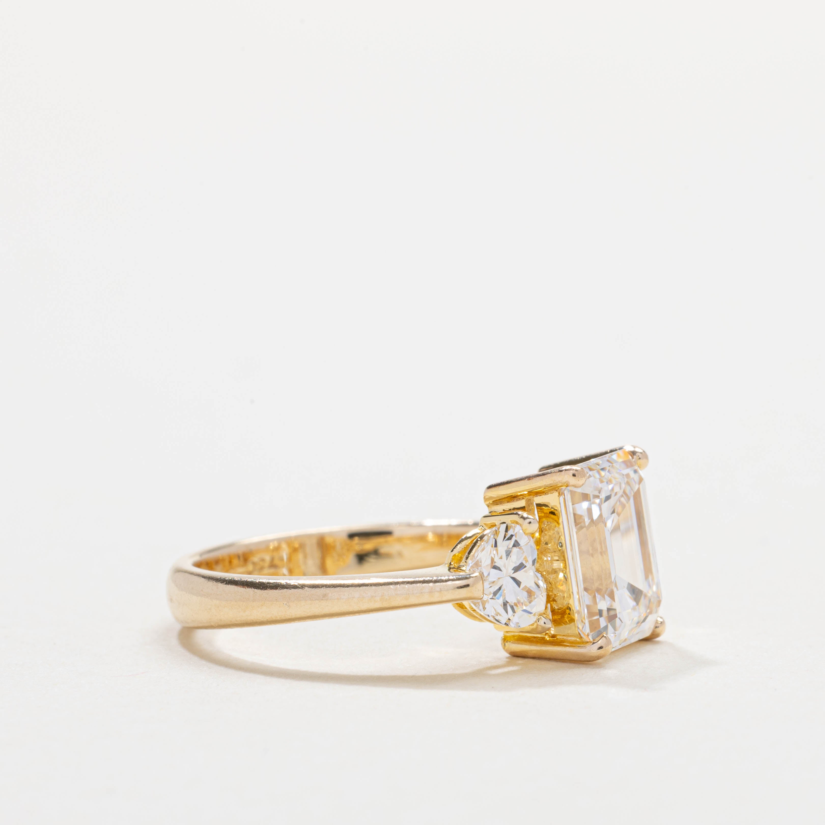 14K Emerald Cut Diamond Engagement Ring | 2.30ct VVS1 H/I, 0.70ctw | SZ 6.0