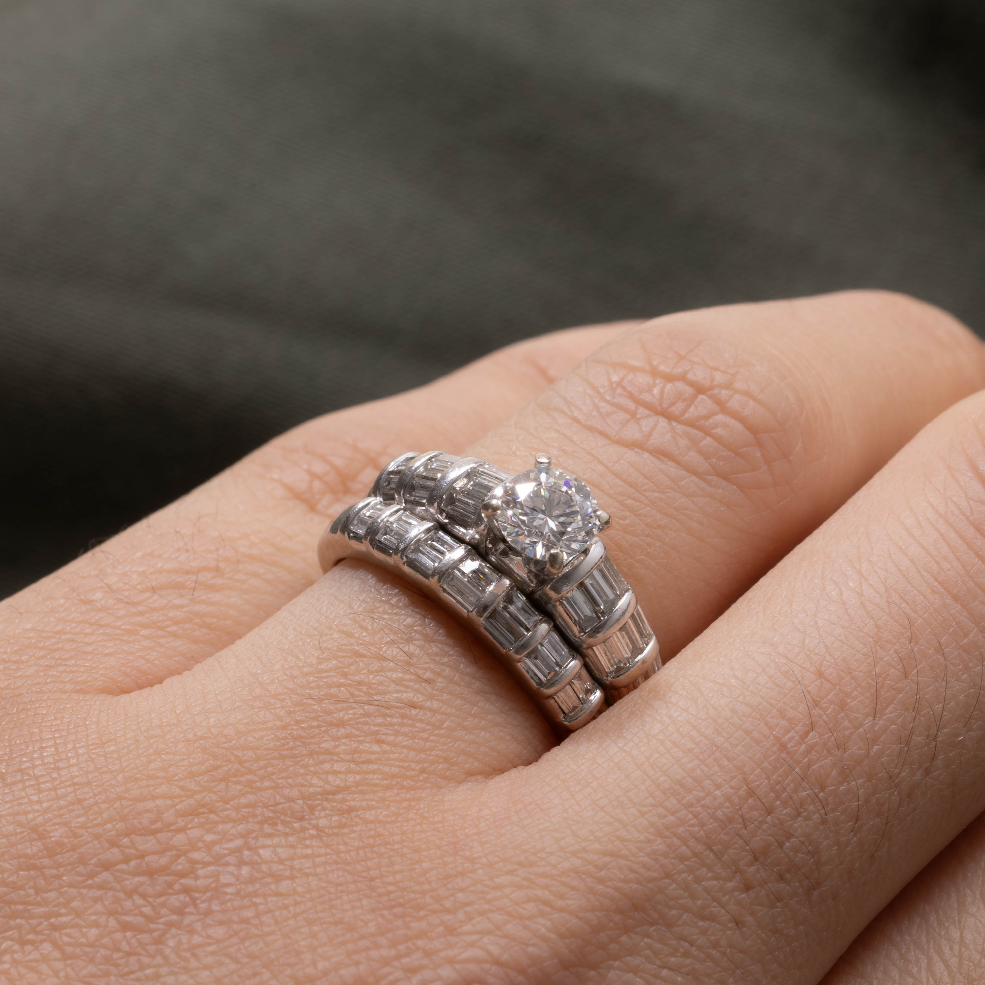 14K White Gold Diamond Wedding Ring Set | 0.59ct VS2/SI1 H/I, 0.81ctw | SZ 4.75