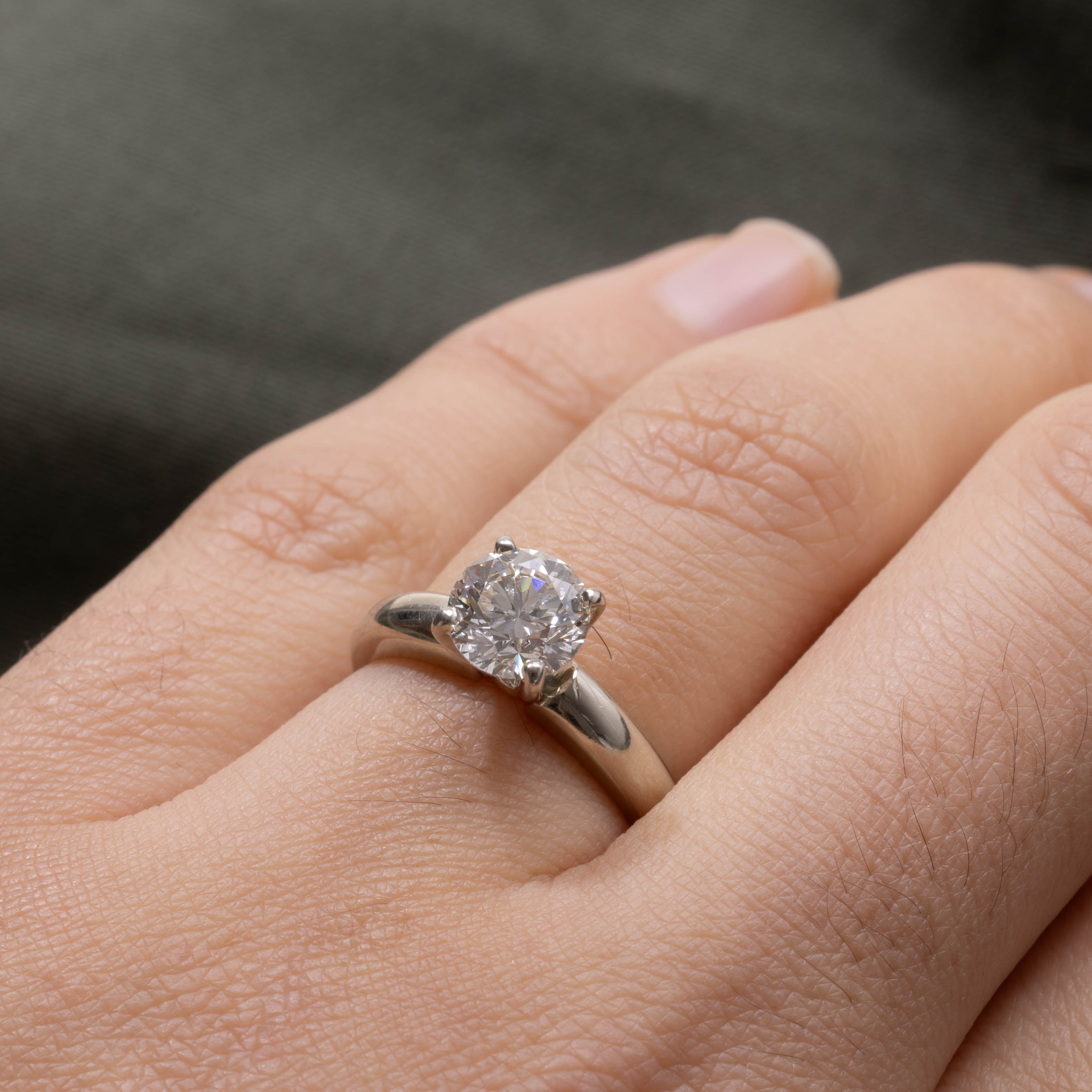 19K White Gold Solitaire Diamond Ring | 1.19ct VS1 I/J | SZ 5.5