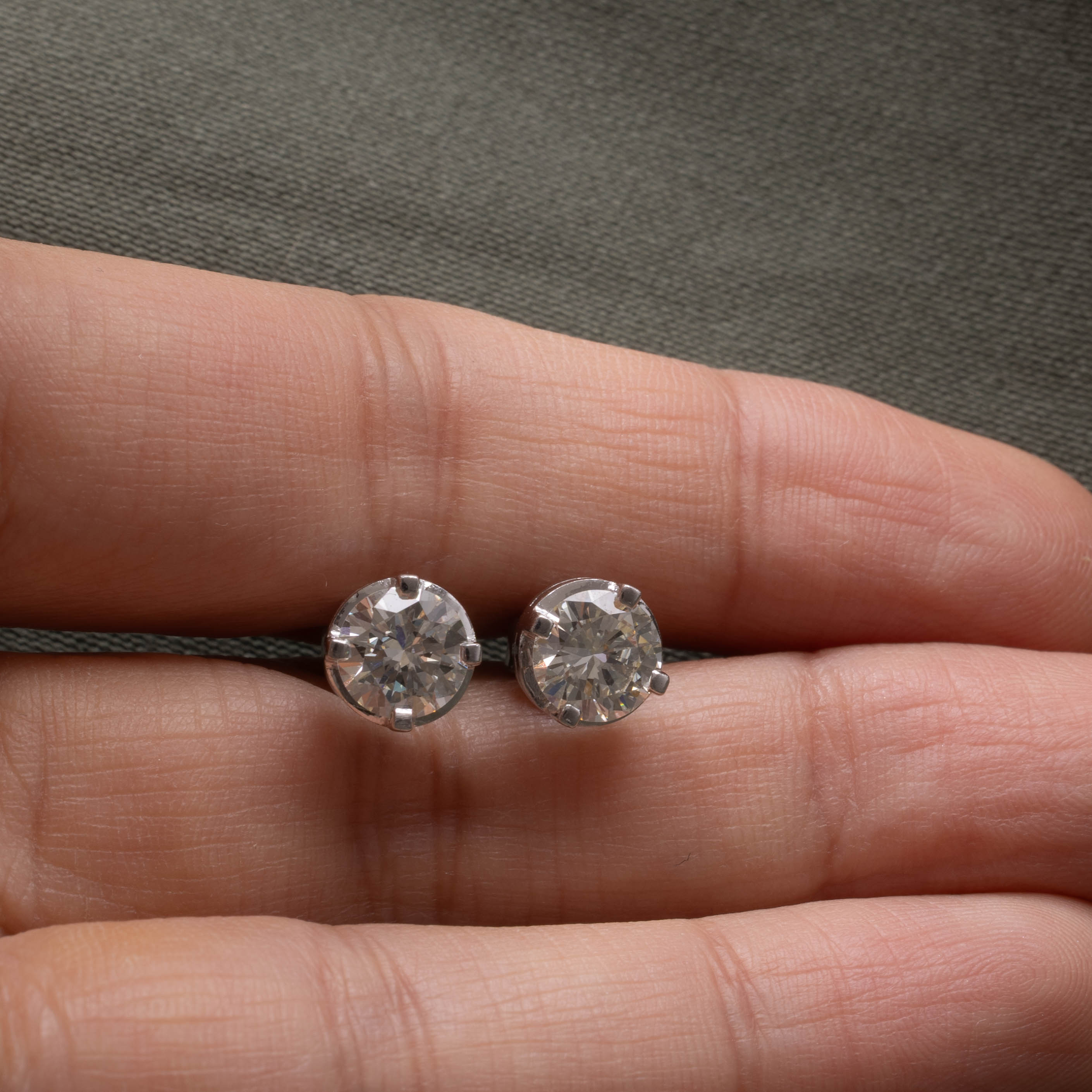 Platinum Solitaire Diamond Stud Earrings | 2.26ctw VS1/VS2 K/L