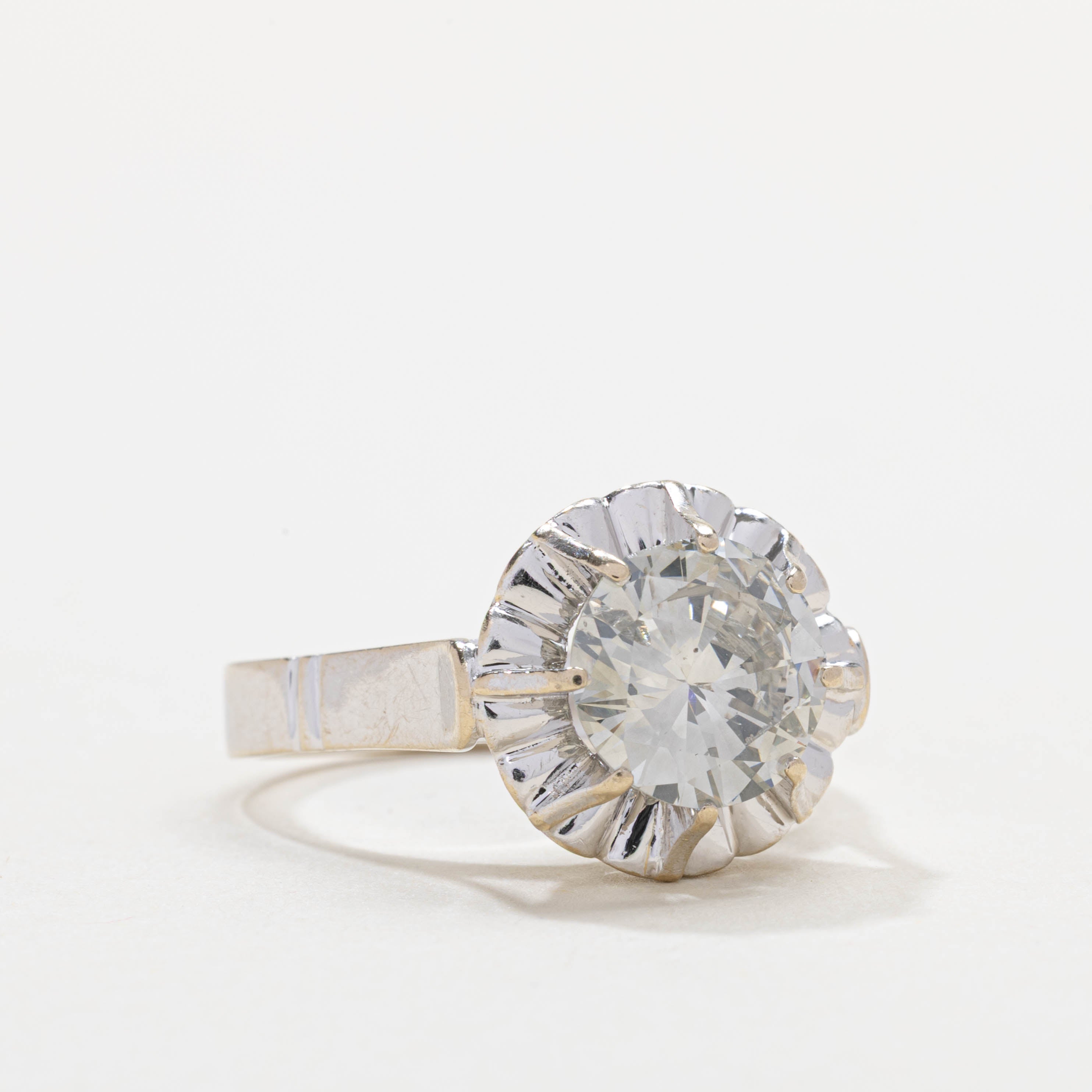 Bague solitaire texturée en or 18 carats sertie d'un diamant texturé | 2,0 ct I2 J | Taille 7,25