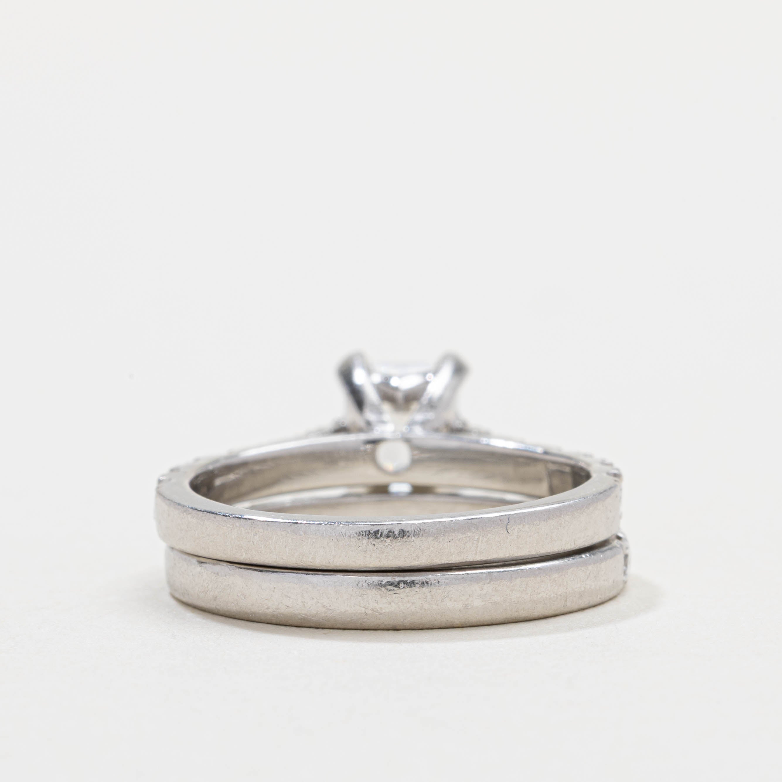 GIA Emerald Cut Diamond Wedding Ring Set | 1.07ct VVS2 G, 0.80ctw | SZ 6.25