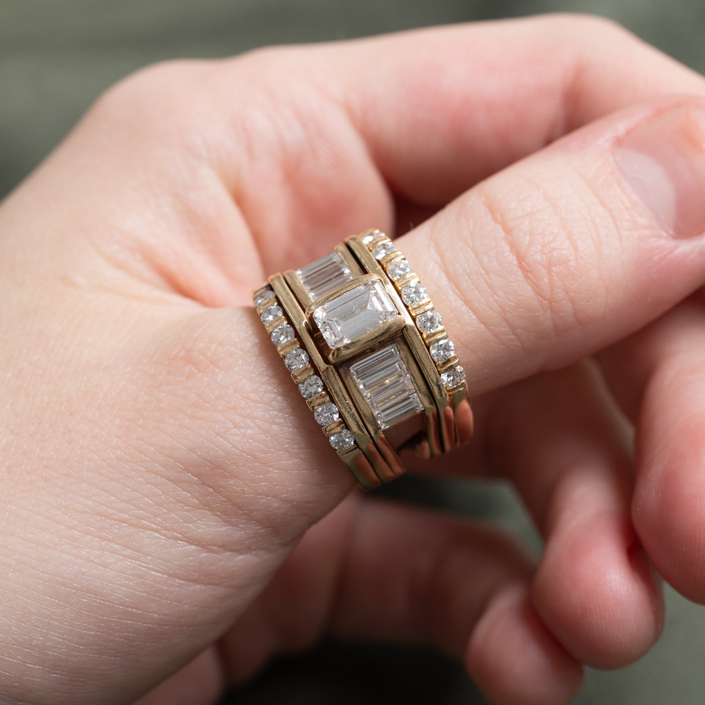 Emerald Cut Diamond Accented Chunky Engagement Ring | 3.19ctw | SZ 8.75