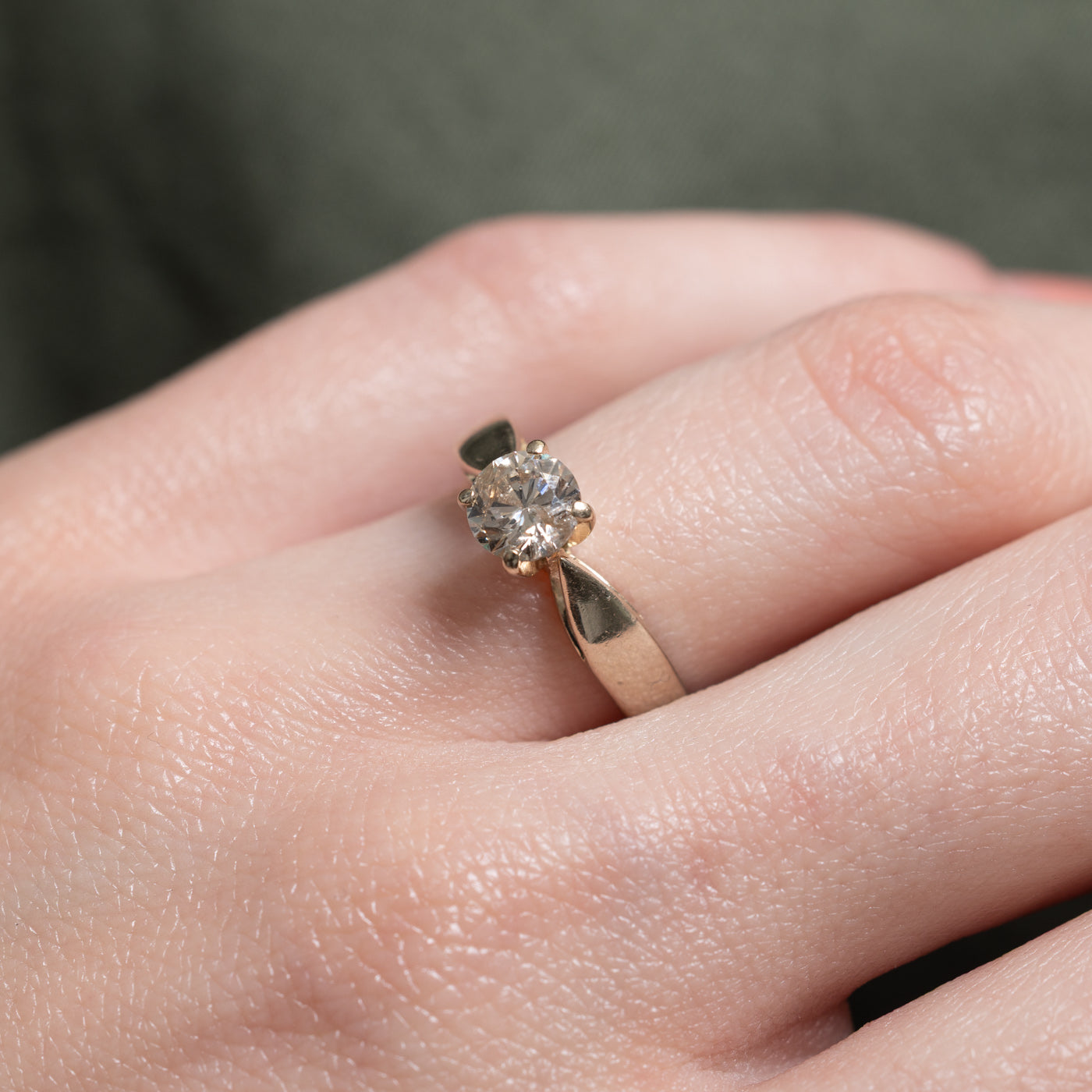 14k White Gold Solitaire Diamond Reverse Tapered Ring | 0.67ct I2 K | SZ 5.75