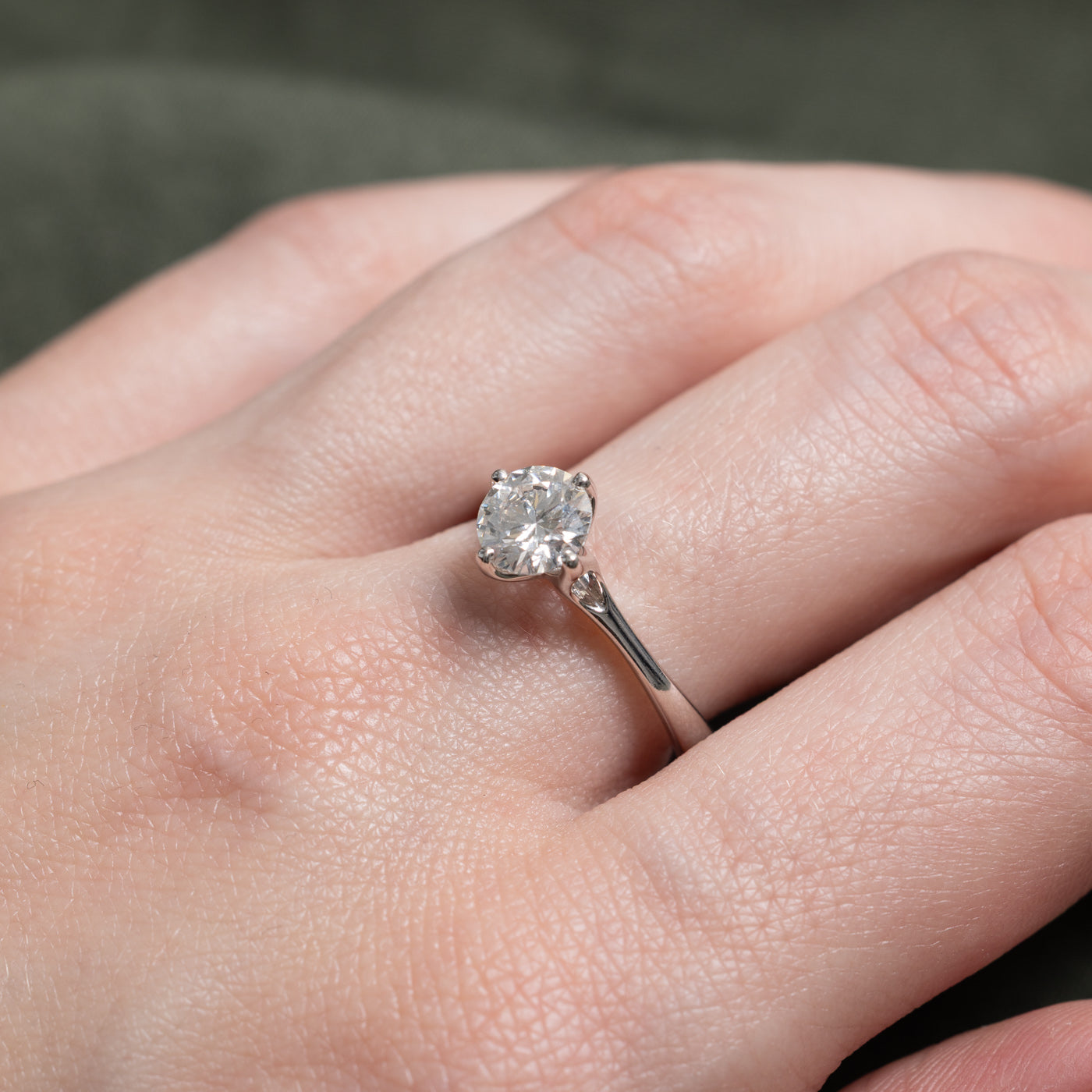 GIA Round Brilliant Cut Solitaire Diamond Ring | GIA 1.09ct SI2 F Ex | SZ 7.0