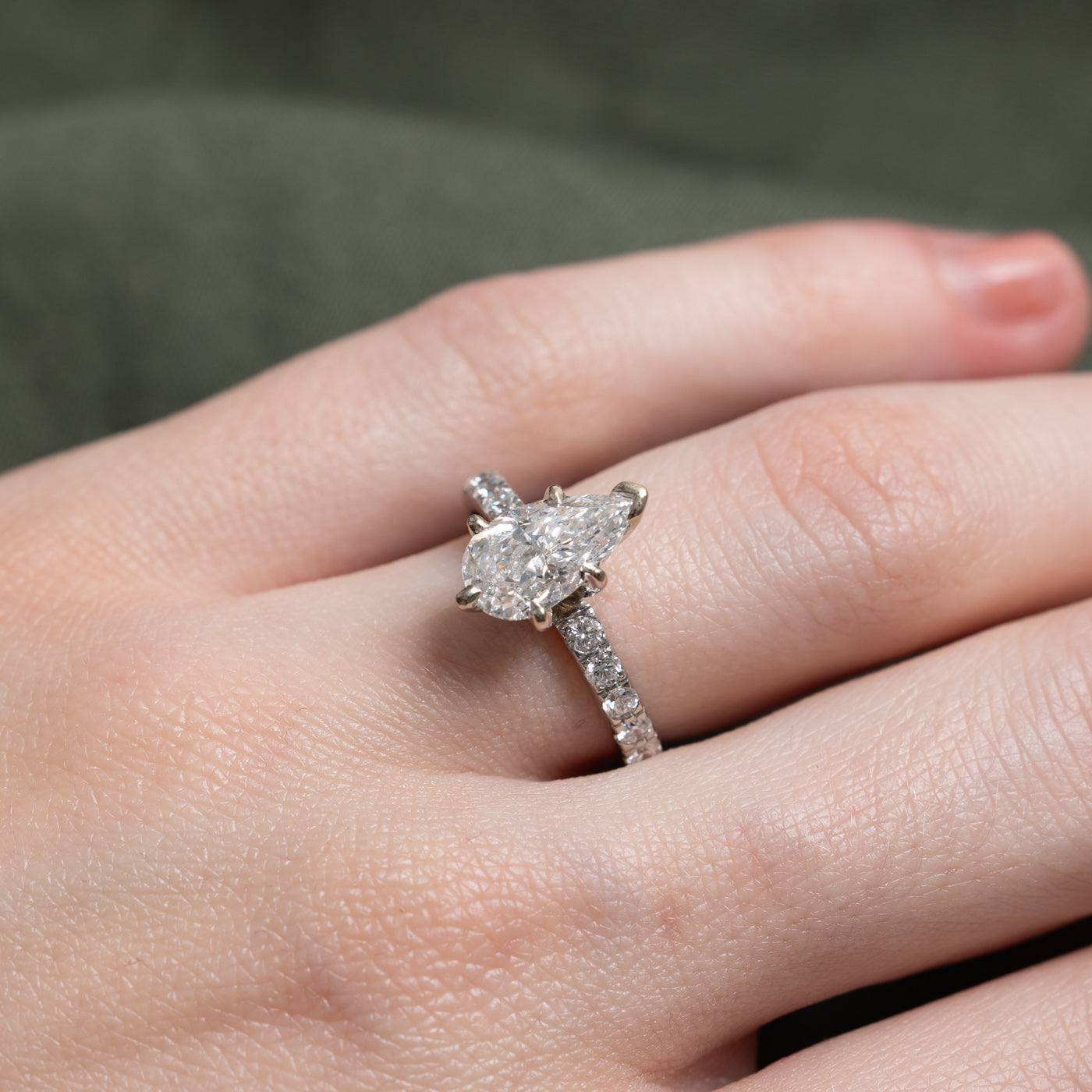 14k Pear Cut Diamond Accented Ring | 1.80ct I1 G, 0.30ctw | SZ 6.0