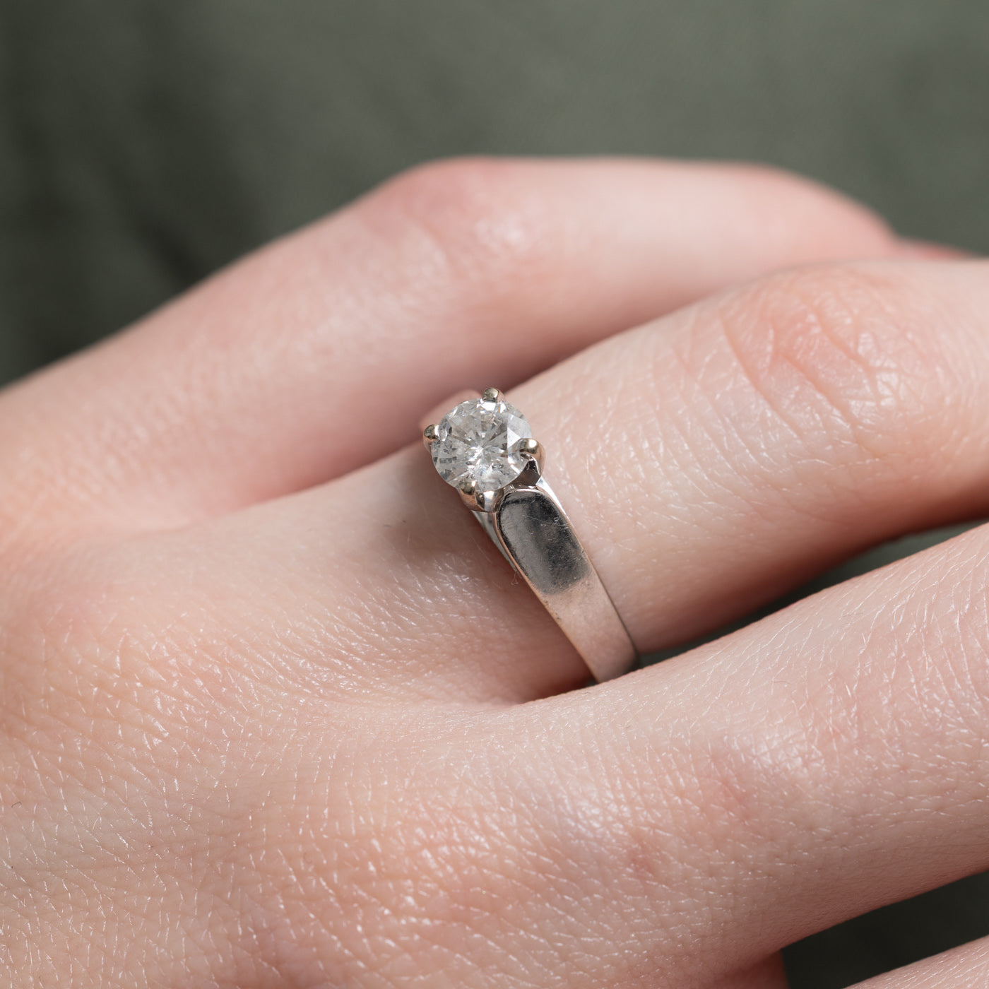 14k White Gold Solitaire Diamond Ring | 0.59ct I2 H/I | SZ 4.75