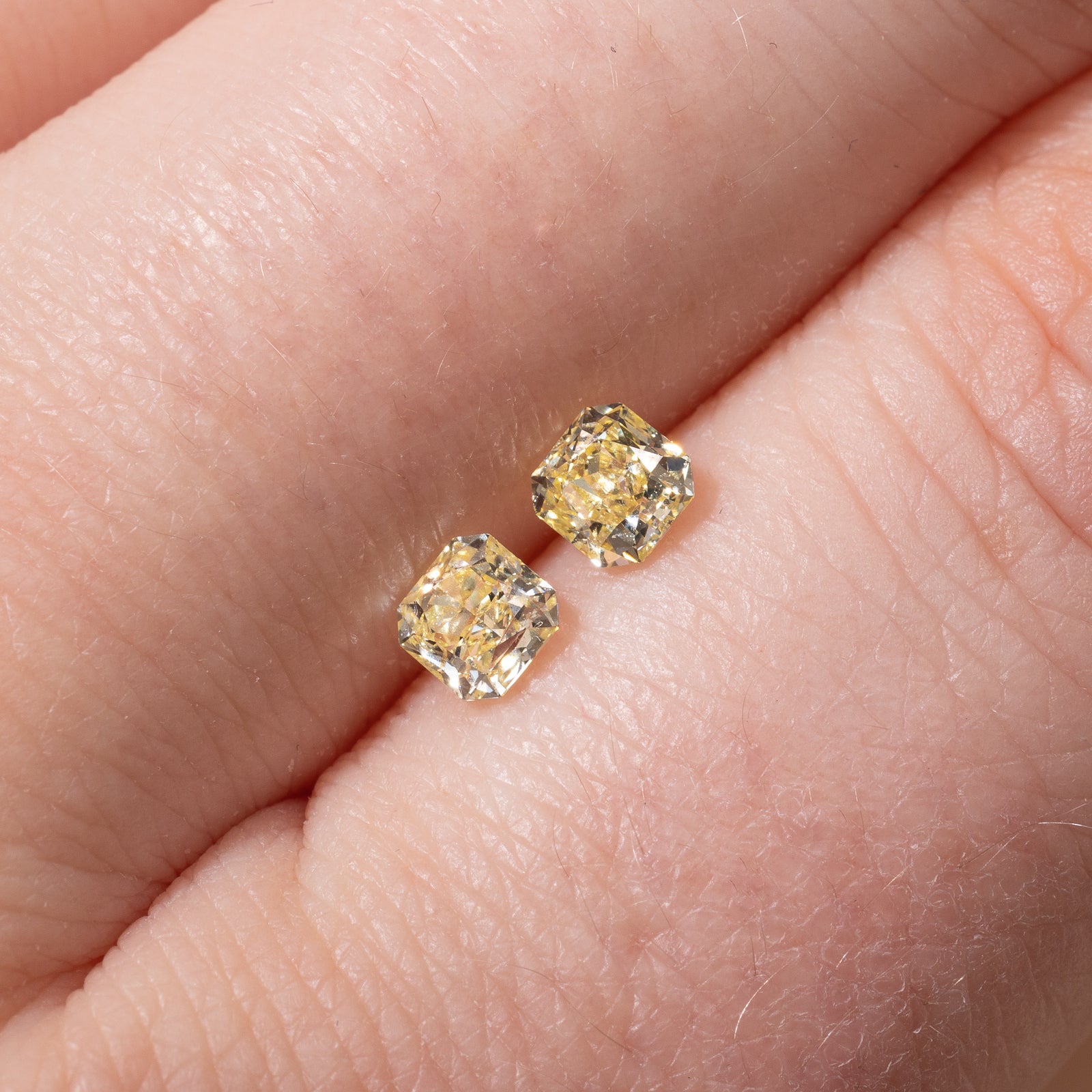 Radiant Cut Loose Fancy Yellow Diamond Pair | 0.66ctw VS1 Fancy Yellow |