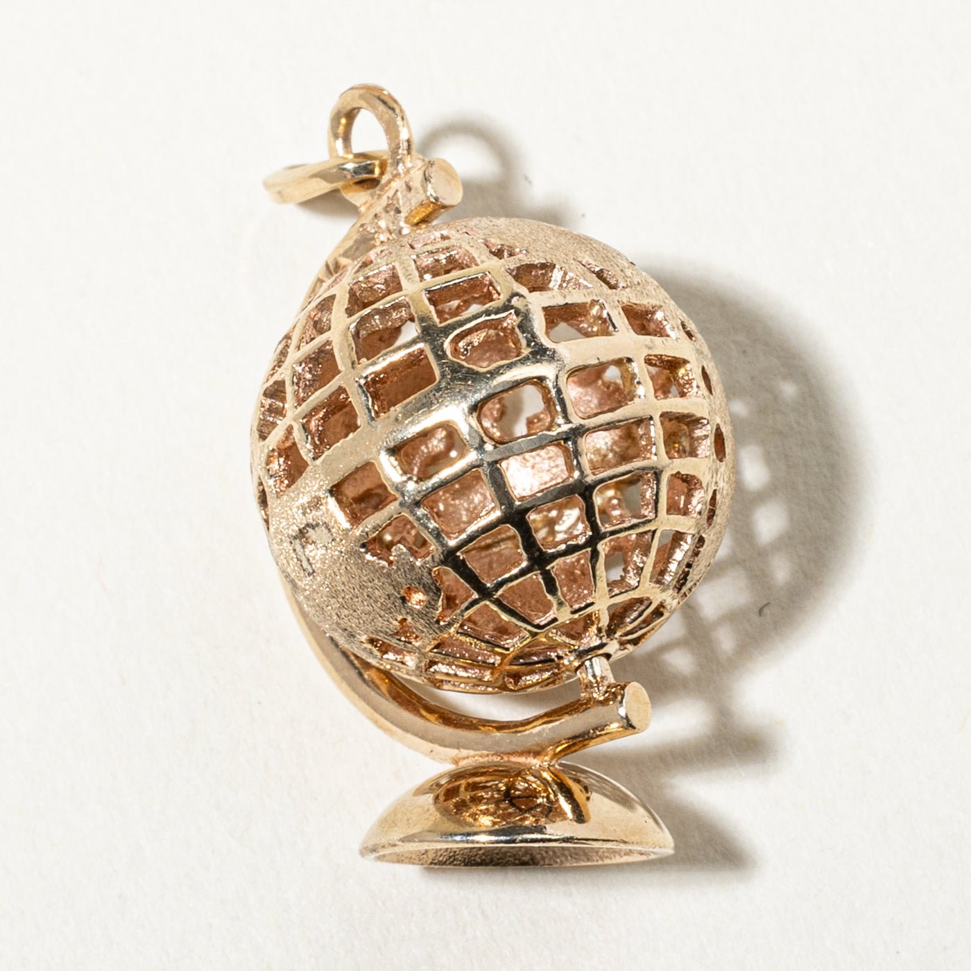 14k Yellow Gold Openwork Globe Charm