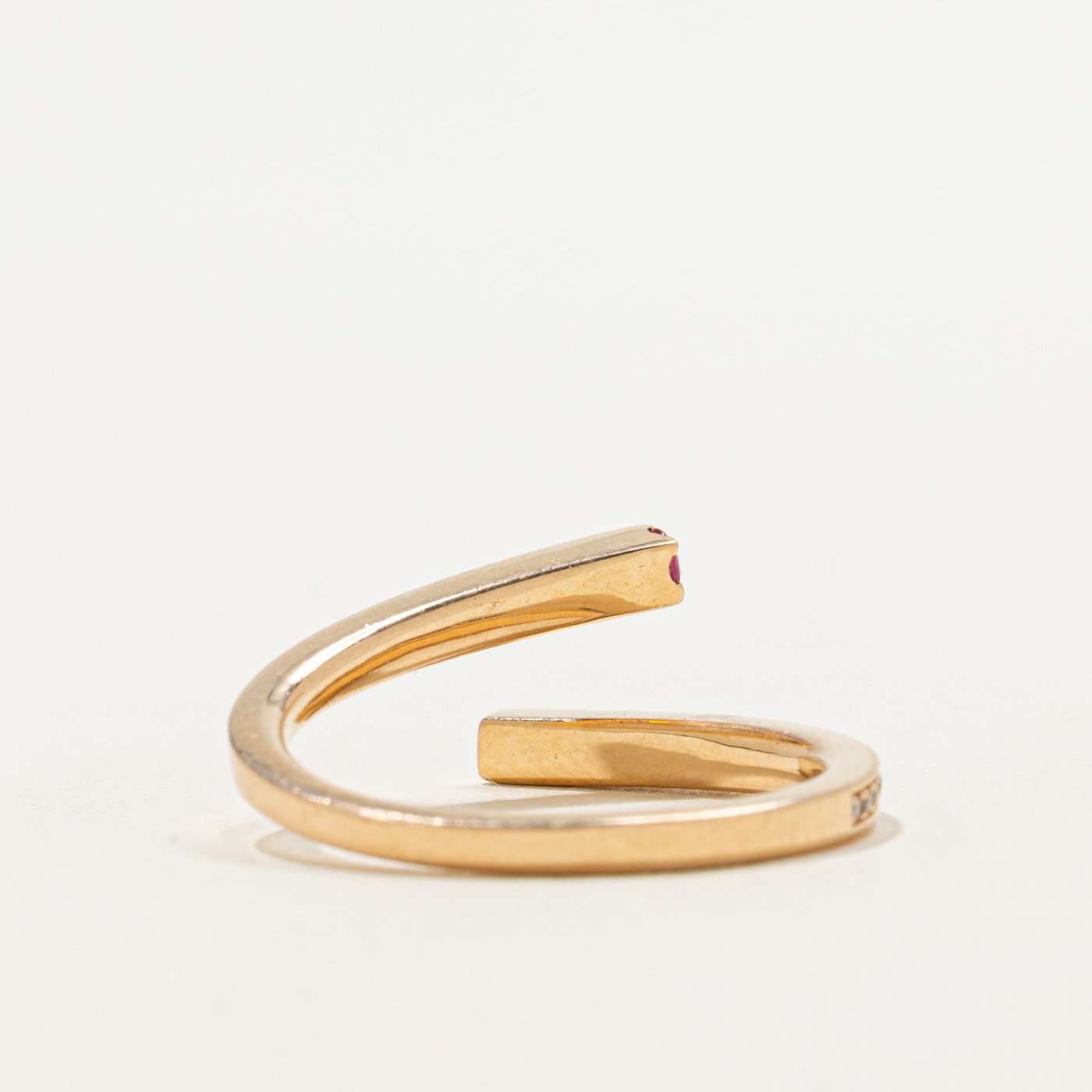 18K Ring with Diamond Accents with Synthetic Ruby