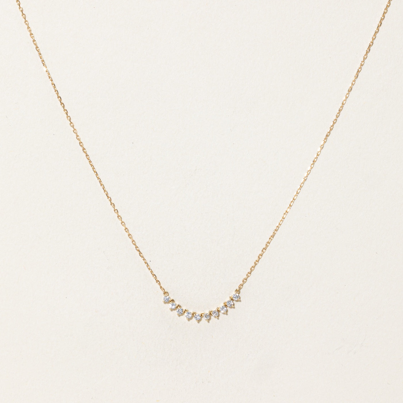 14k Yellow Gold Diamond Curved Cluster Necklace | 16"