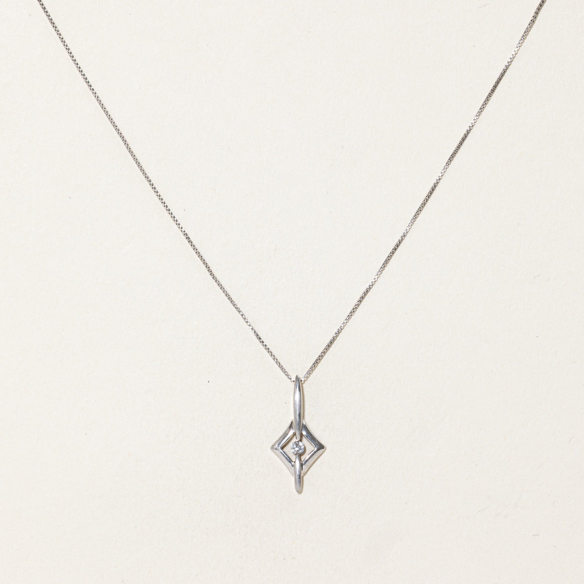 Sterling Silver Diamond Framed Pendant Necklace | 18"