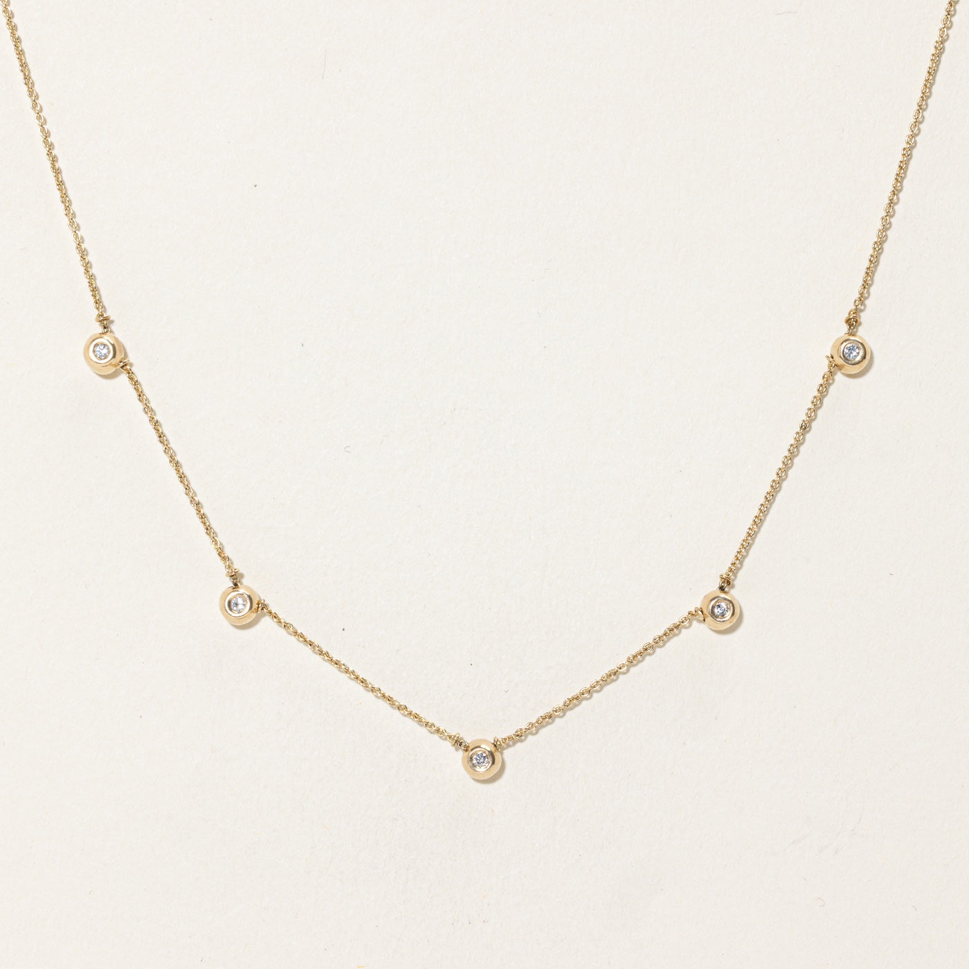 18k Five Stone Diamond Satellite Pendant Necklace | 18"