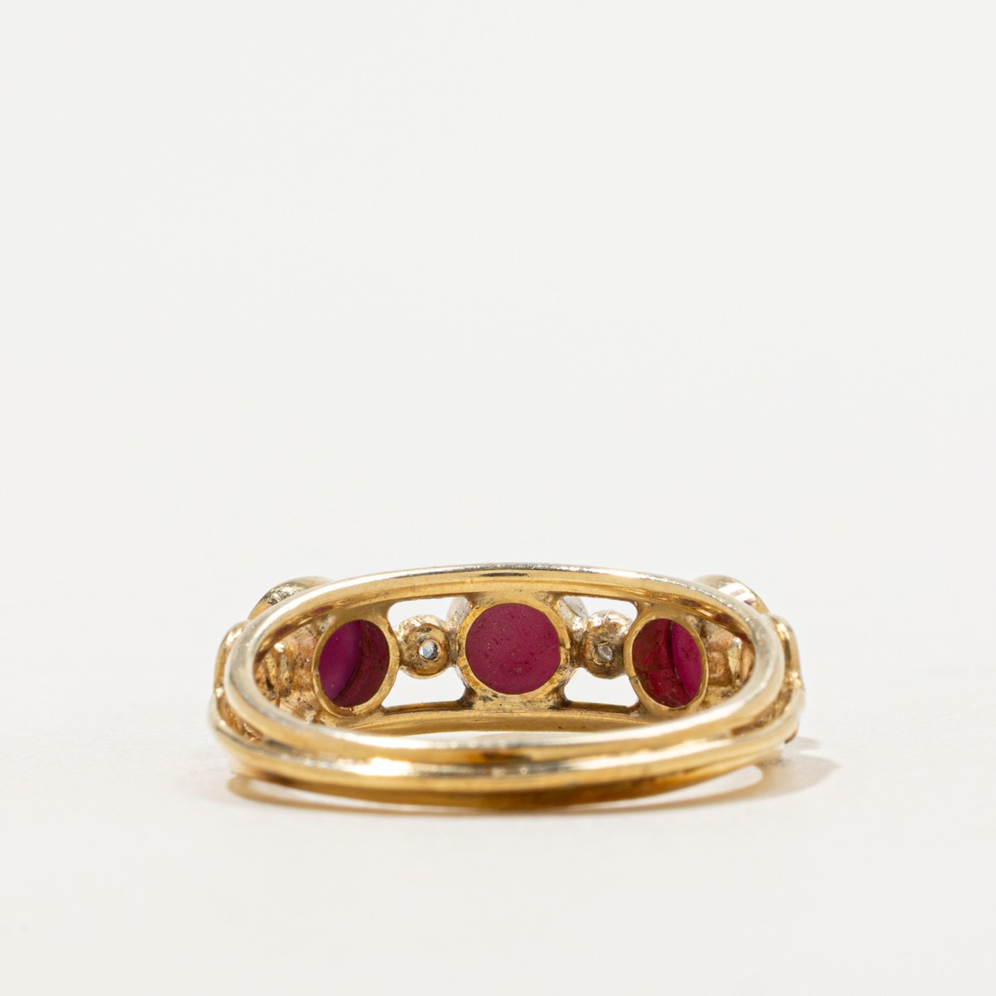 9K Ring with Diamond Accents with Synthetic Star Sapphire
