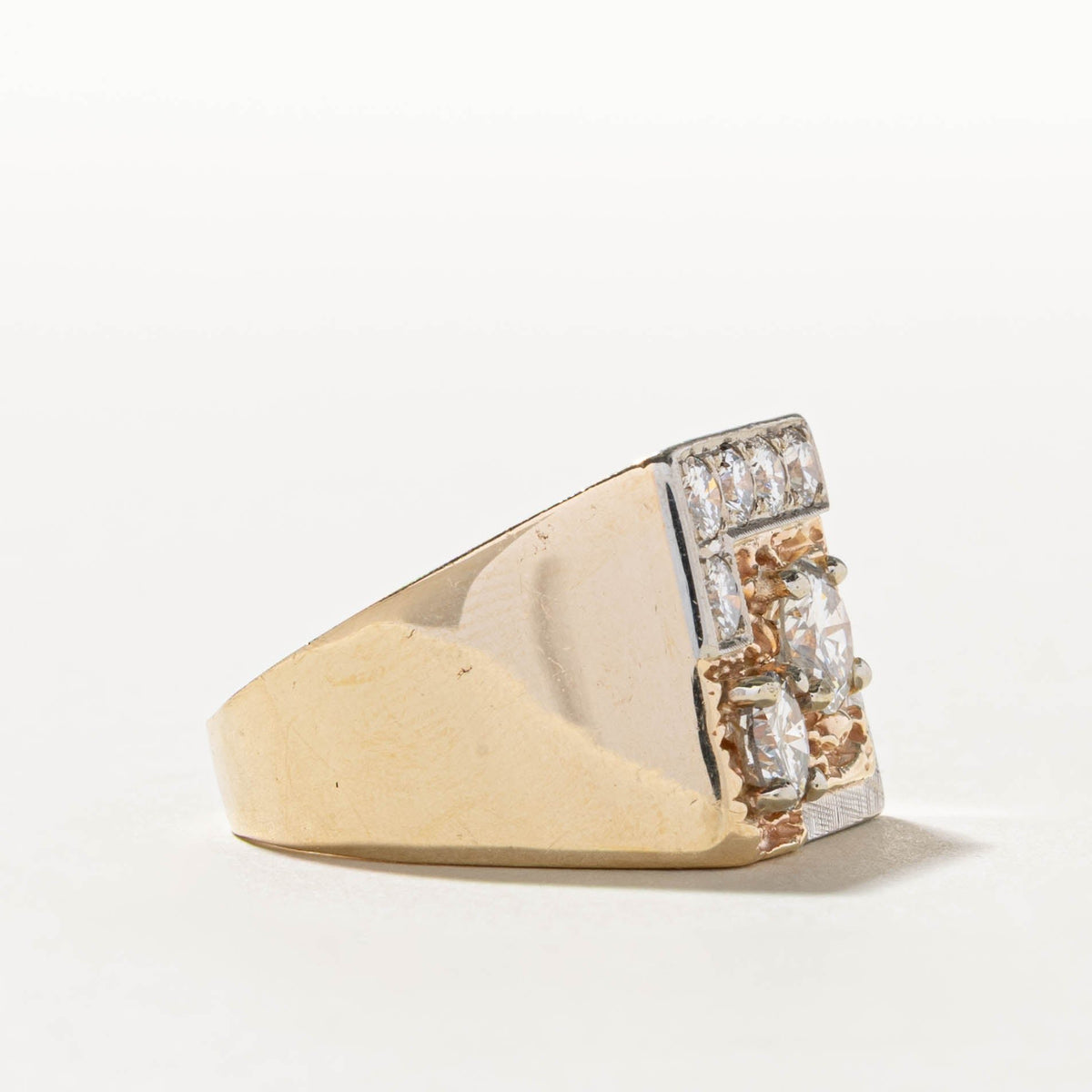 14k Scattered Diamond Textured Chunky Cocktail Ring | 2.37ctw | SZ 10.5
