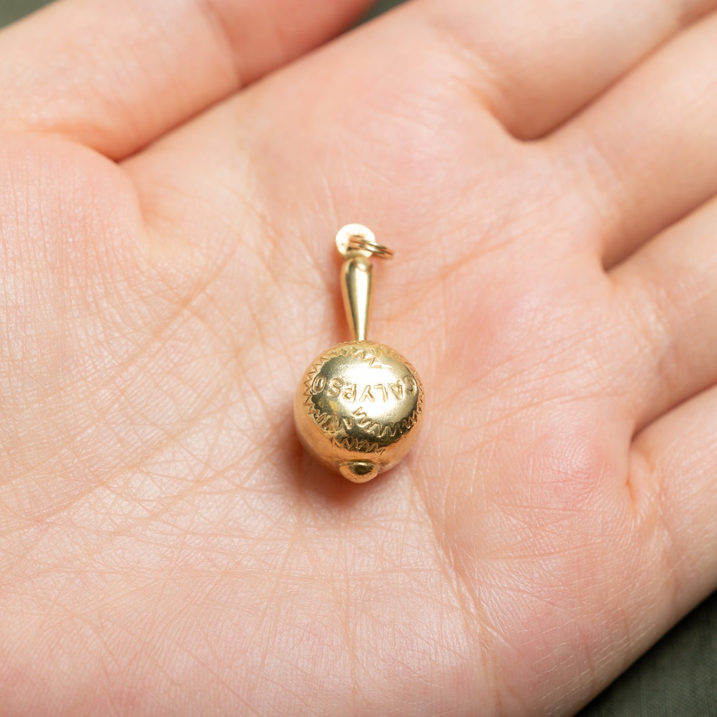 14k Yellow Gold Engraved Calypso Charm
