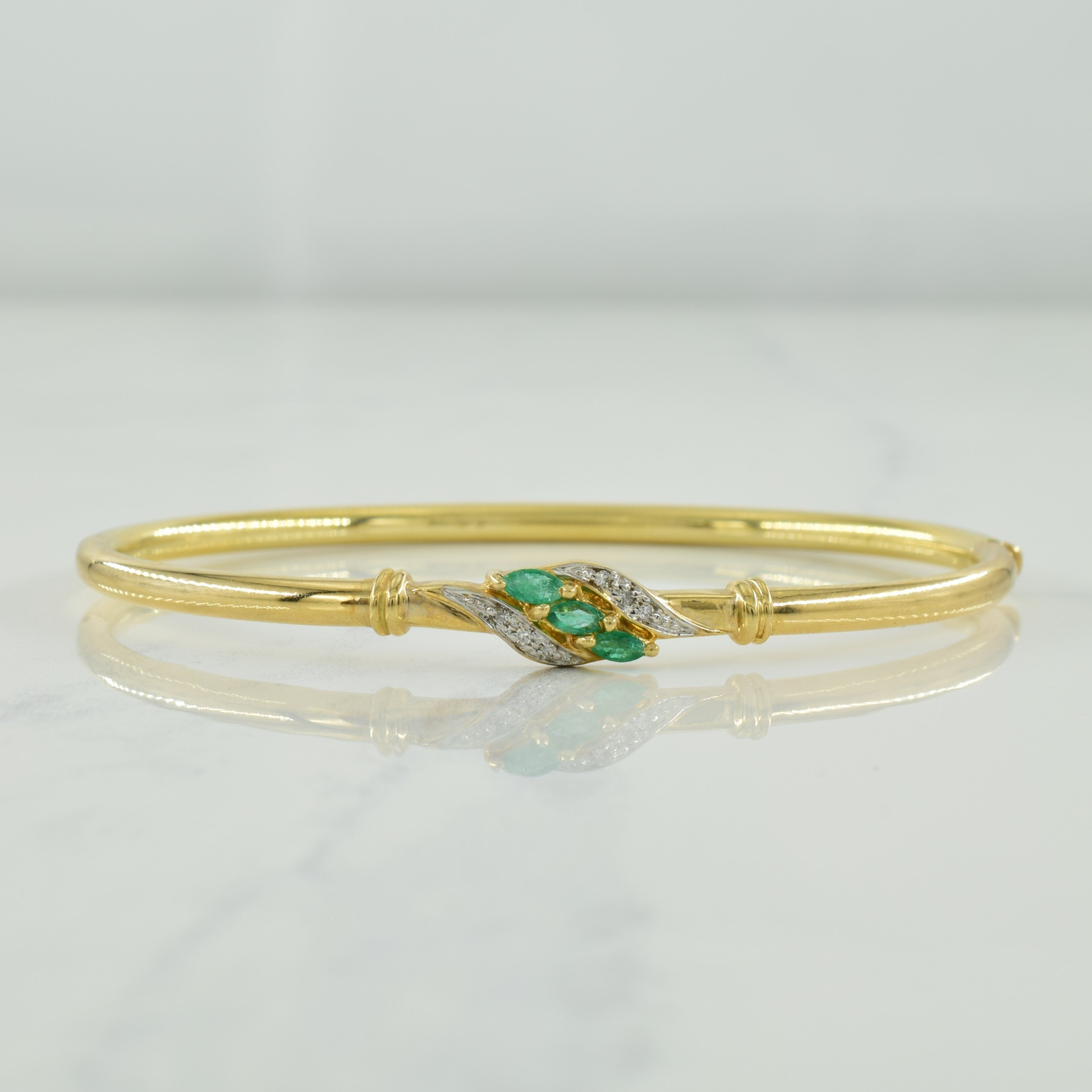 Emerald & Diamond Bangle | 0.21ctw, 0.03ctw | 7.5" |