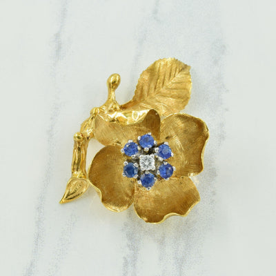 Sapphire & Diamond Brooch | 0.60ctw, 0.09ct |