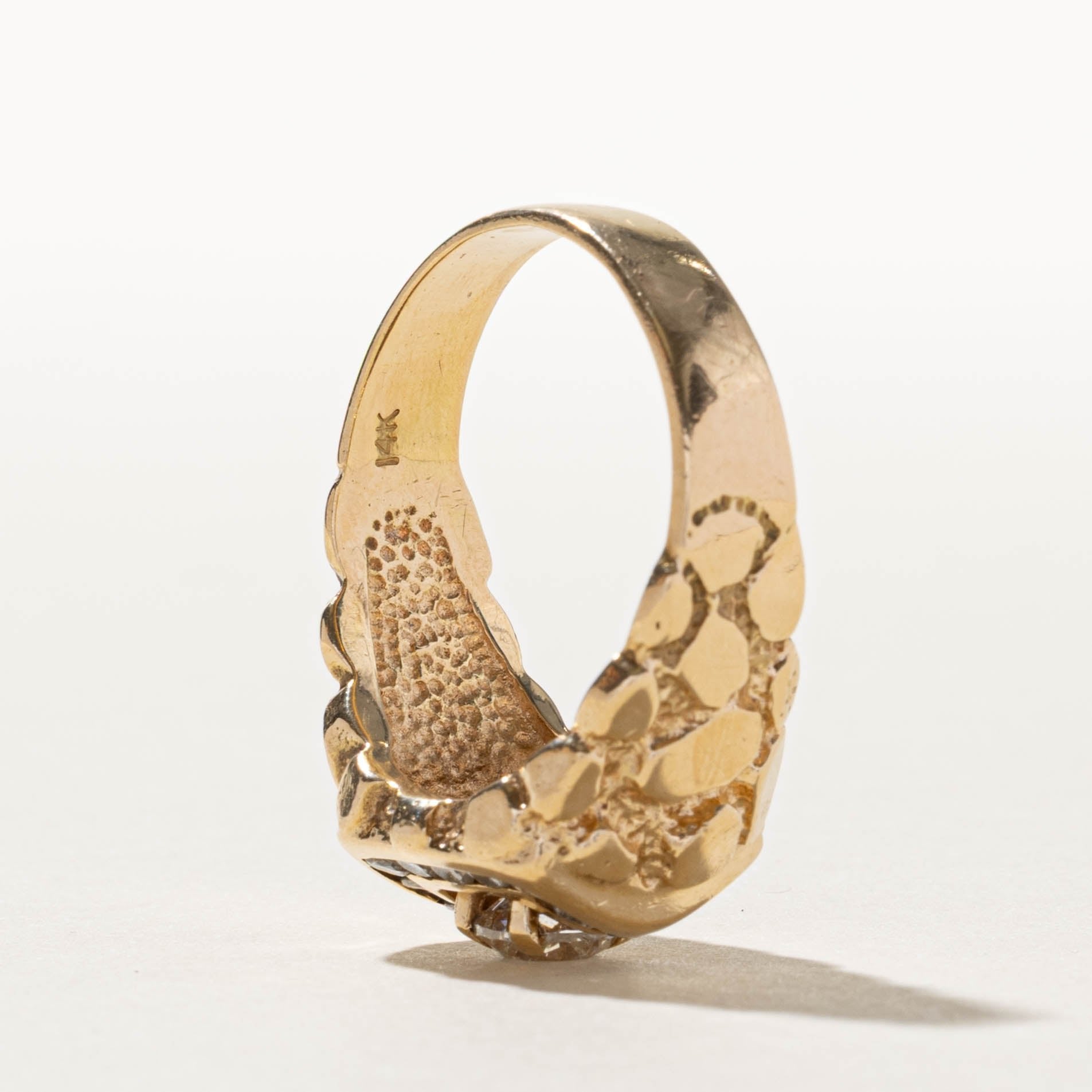 14k Diamond Halo Faux Nuggety Ring | 1.38ctw | SZ 13