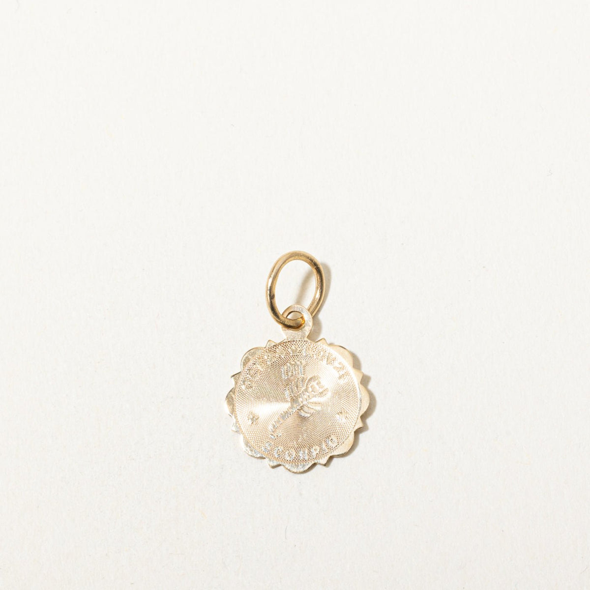 10k Yellow Gold Scalloped Scorpio Zodiac Circle Pendant