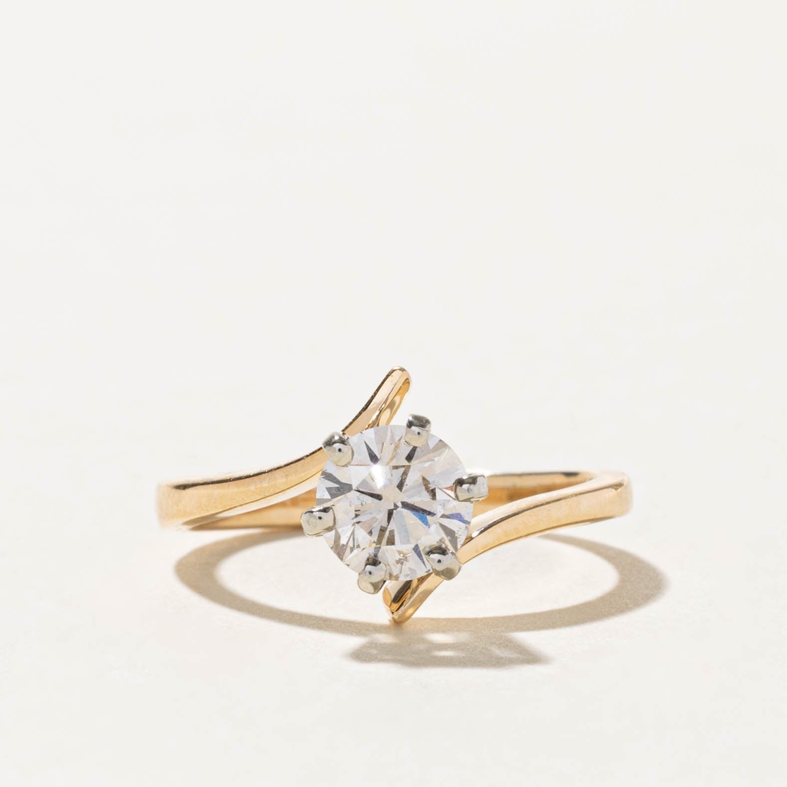 14k Solitaire Diamond Bypass Engagement Ring | 0.87ct | SZ 6