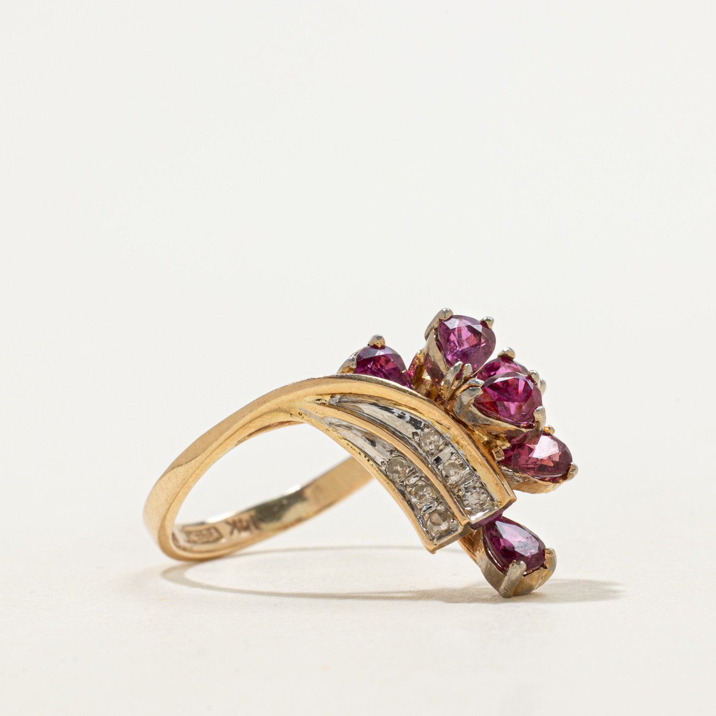 14K Ring with Diamond Accents with Ruby