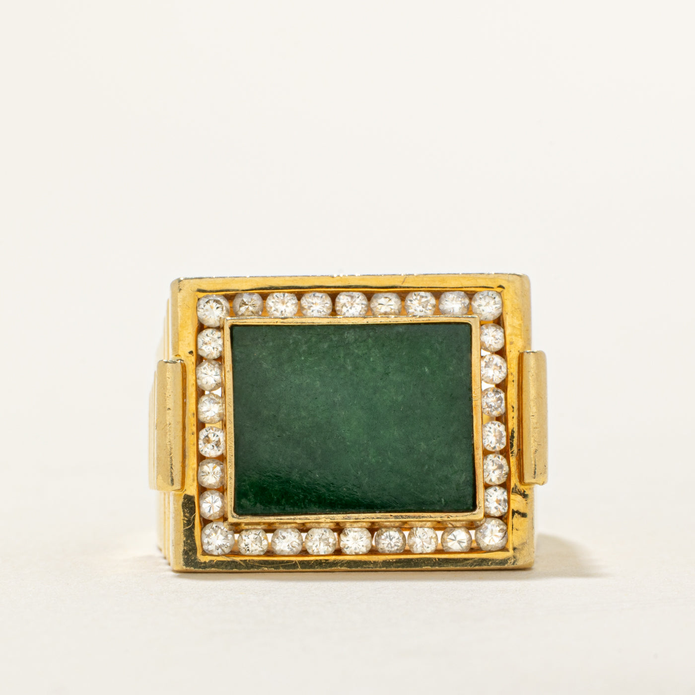Jade & Diamond Cocktail Ring | 1.50ct, 0.32ctw | SZ 8 |