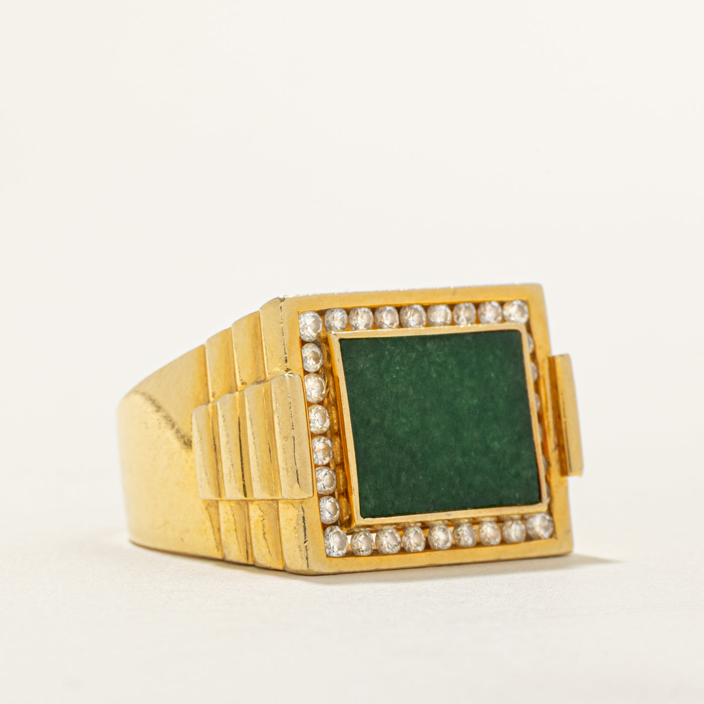 Jade & Diamond Cocktail Ring | 1.50ct, 0.32ctw | SZ 8 |