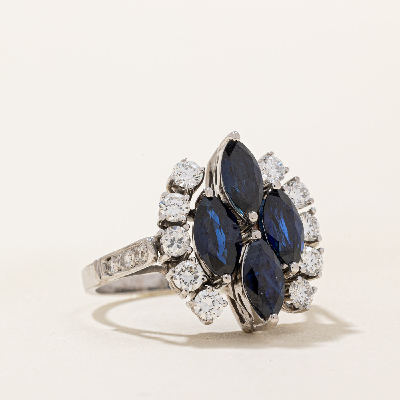 Synthetic Sapphire & Natural Diamond Cocktail Ring | 1.80ctw, 0.80ctw | SZ 6.75 |