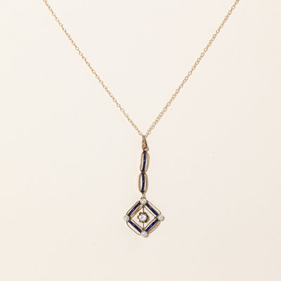 Art Nouveau Diamond and Enamel Necklace | 0.13ct | 16