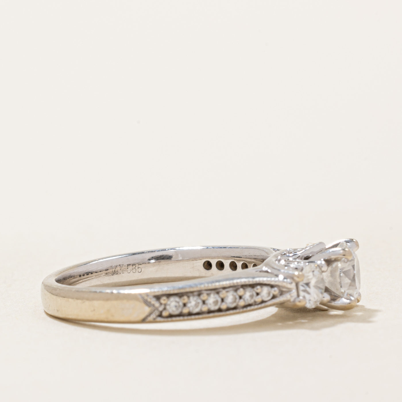 Three Stone Diamond with Accent Diamonds 14k Ring | 0.5ct, 0.3ctw, 0.05ctw | SZ 5.5 |