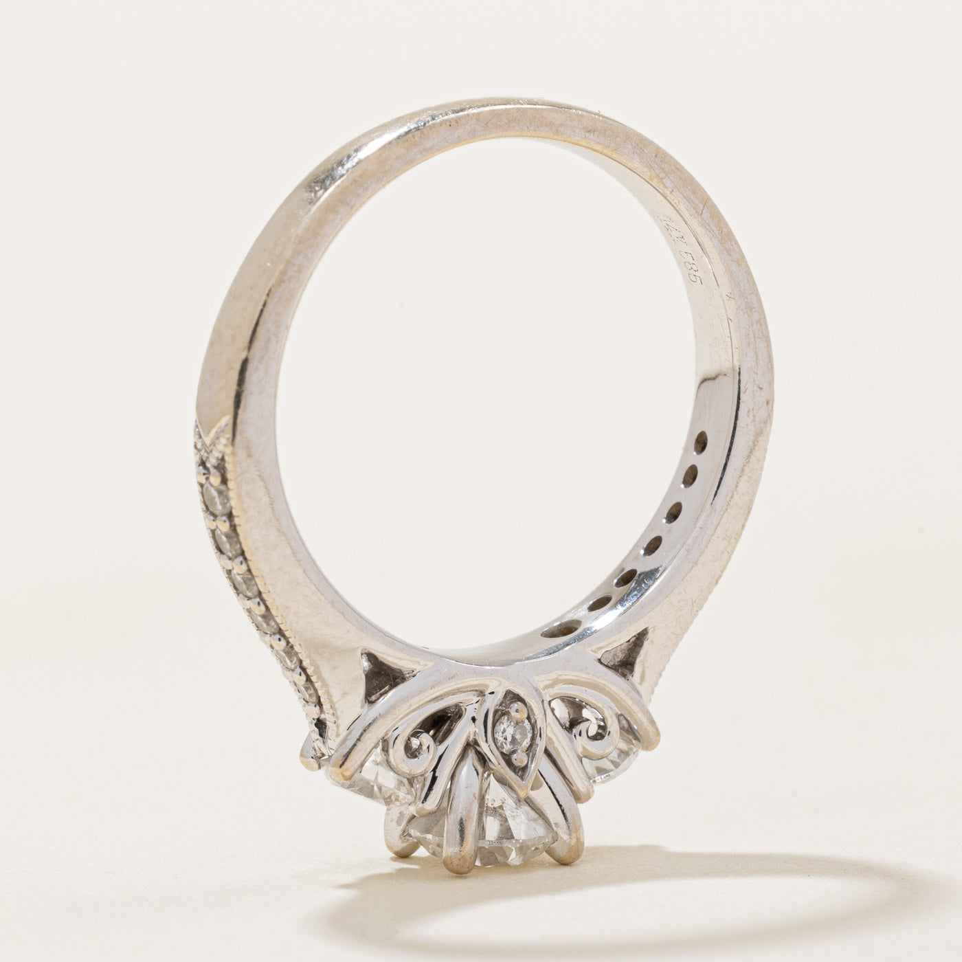 Three Stone Diamond with Accent Diamonds 14k Ring | 0.5ct, 0.3ctw, 0.05ctw | SZ 5.5 |