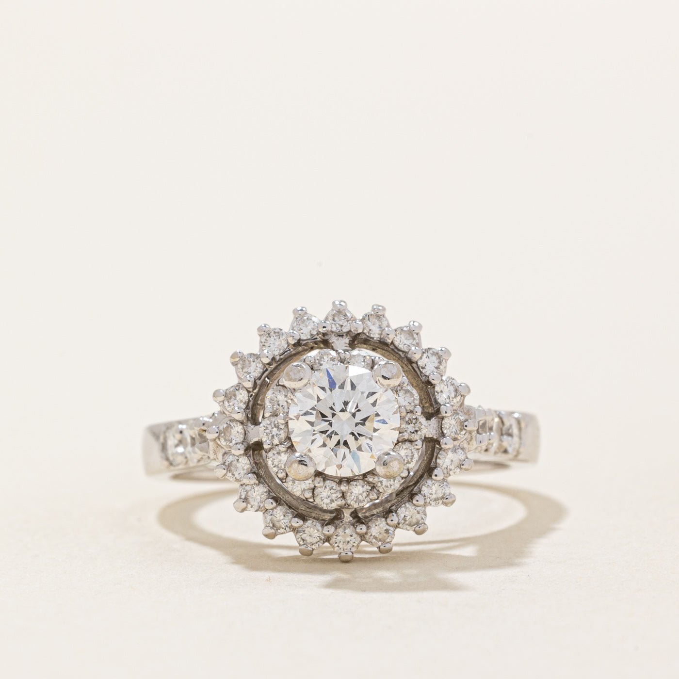 GIA Certified High Set Diamond Halo Engagement Ring | 1.08ctw | SZ 6 |