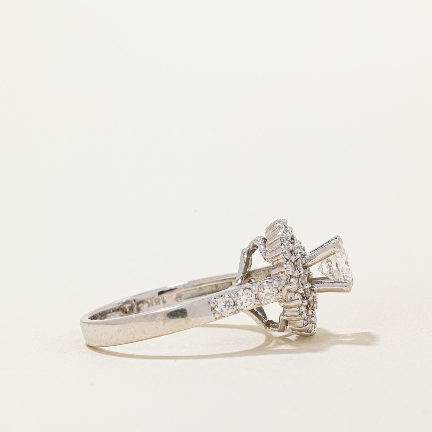 GIA Certified High Set Diamond Halo Engagement Ring | 1.08ctw | SZ 6 |