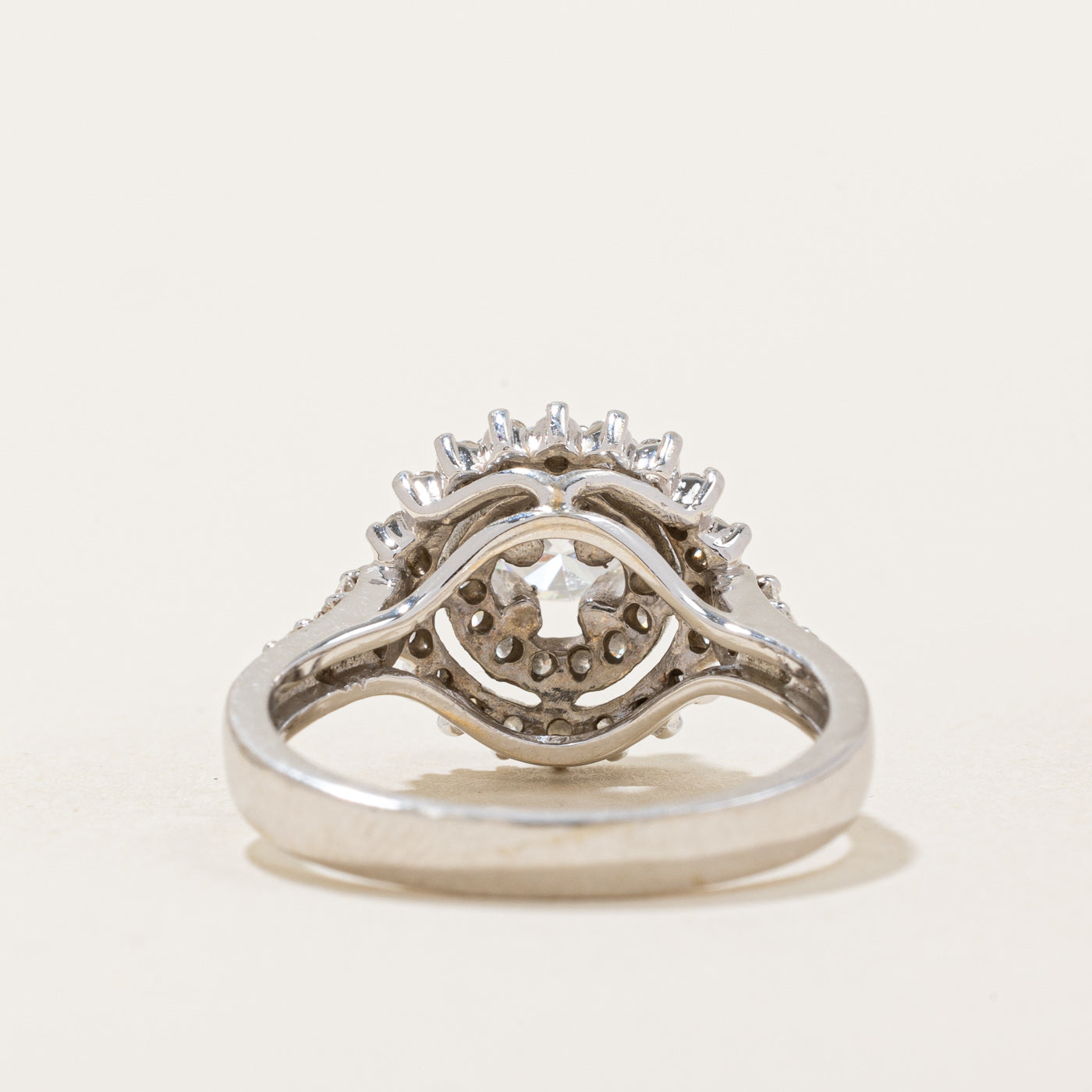 GIA Certified High Set Diamond Halo Engagement Ring | 1.08ctw | SZ 6 |