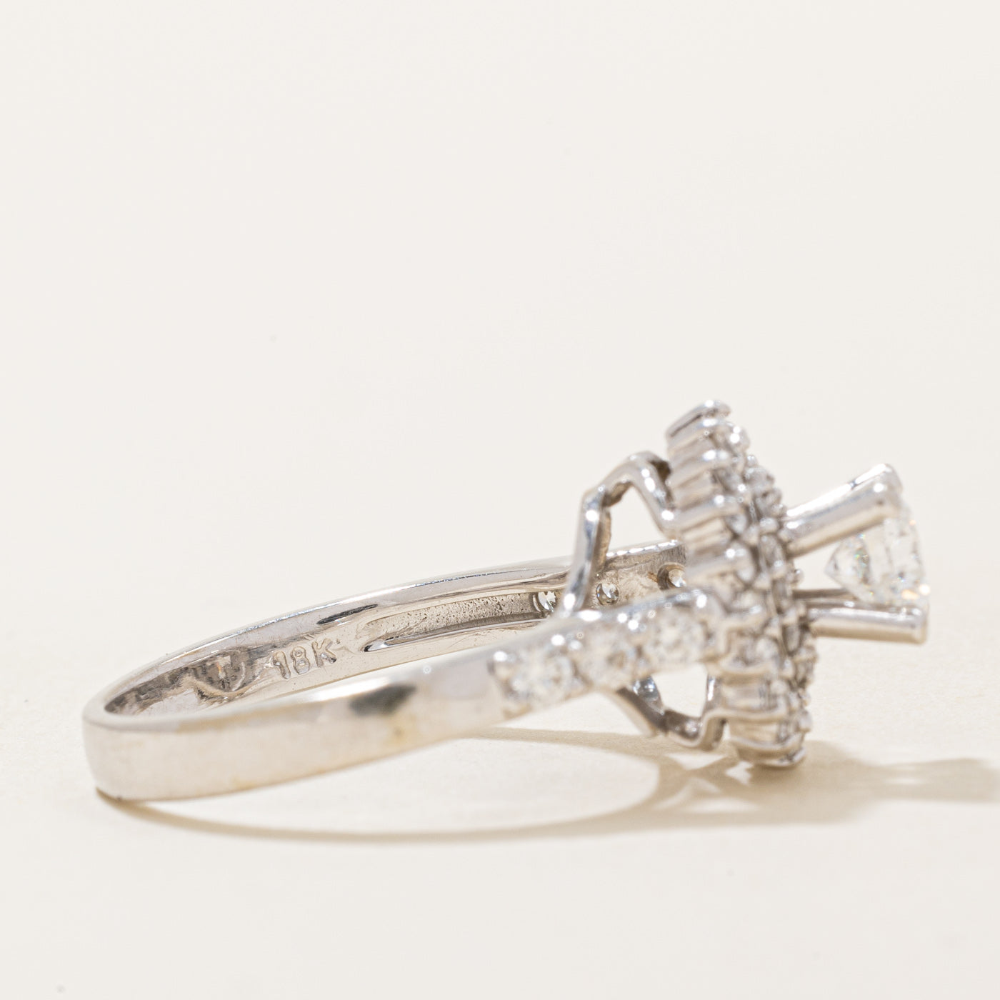GIA Certified High Set Diamond Halo Engagement Ring | 1.08ctw | SZ 6 |