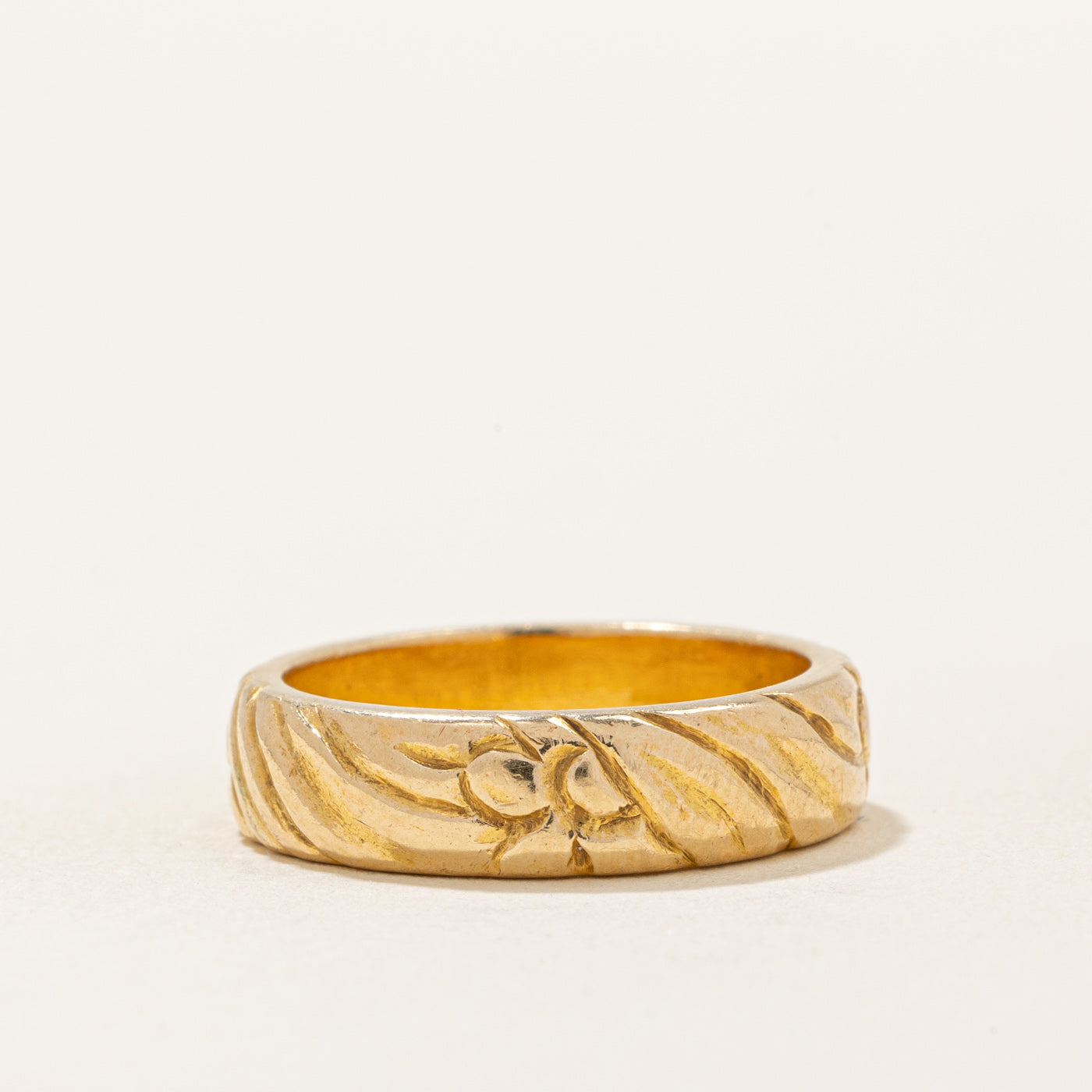 Bague vintage sculptée en or jaune 14 carats « George Jensen » | Taille 5,75 |
