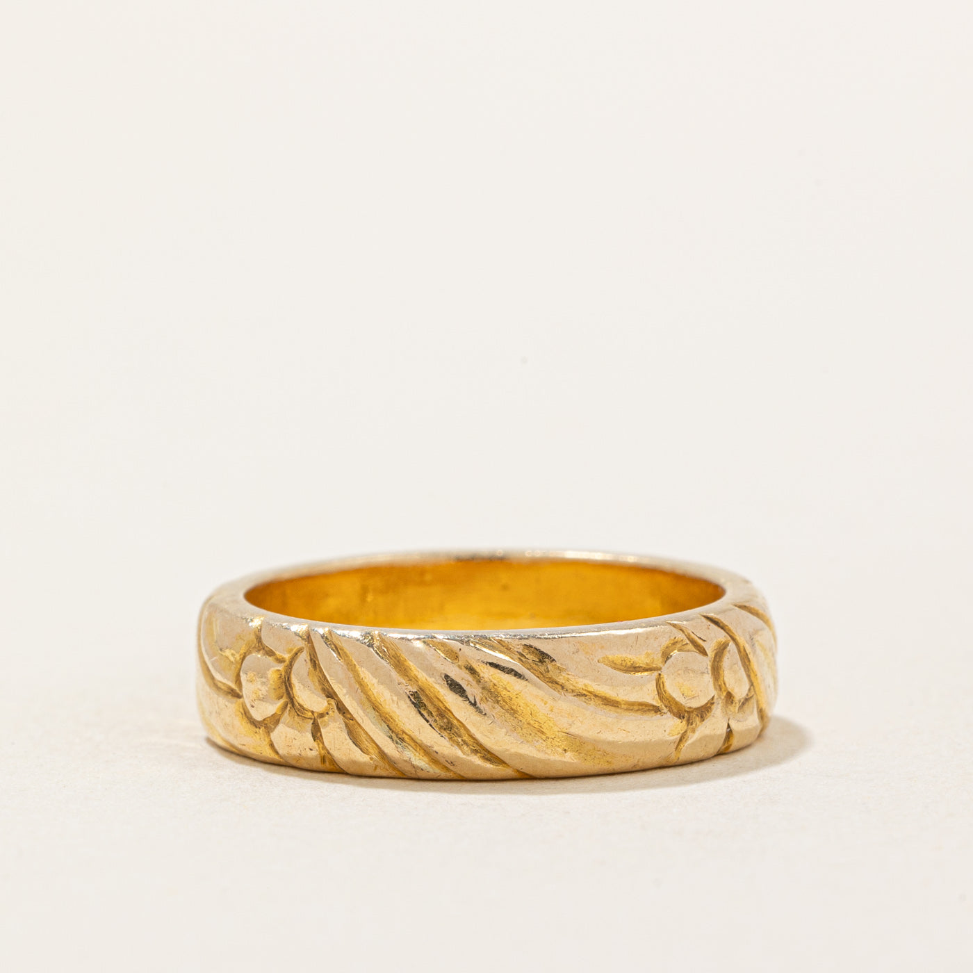 Bague vintage sculptée en or jaune 14 carats « George Jensen » | Taille 5,75 |