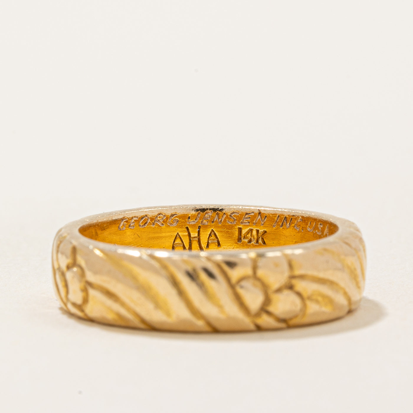 Bague vintage sculptée en or jaune 14 carats « George Jensen » | Taille 5,75 |