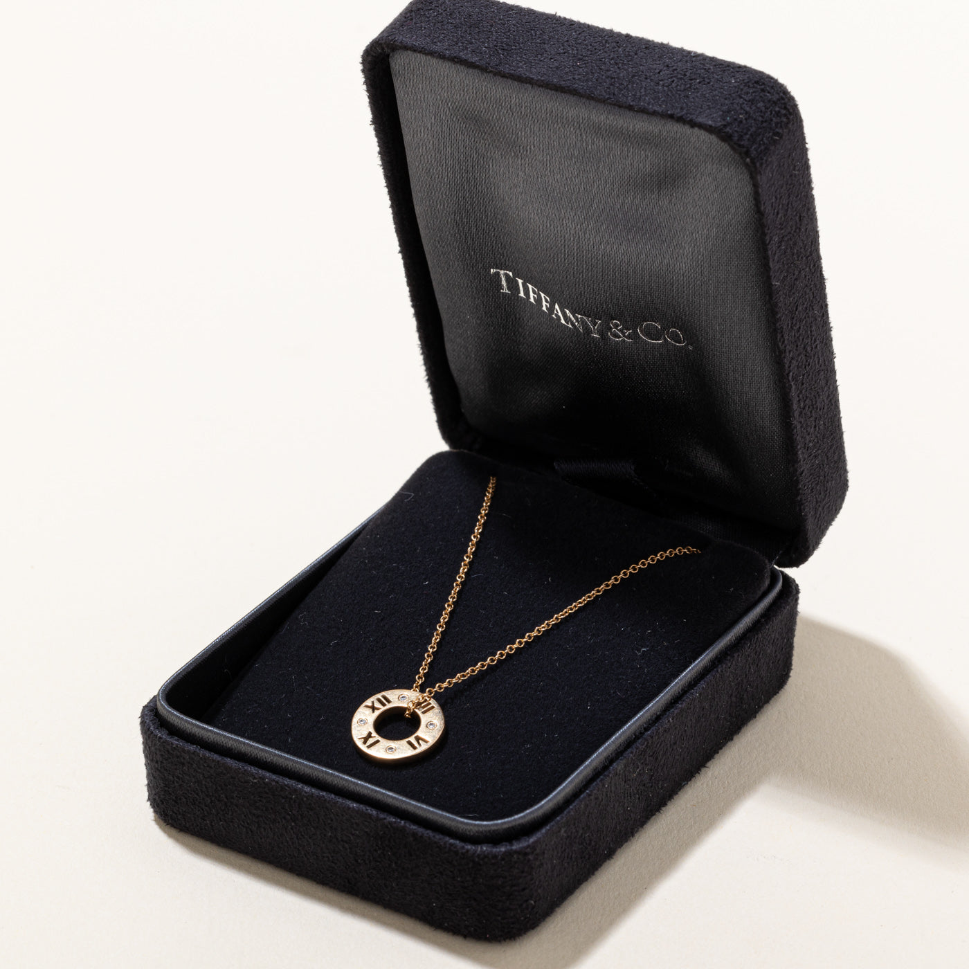 'Tiffany & Co' Atlas 18k Diamond Pendant & Necklace | 18" |