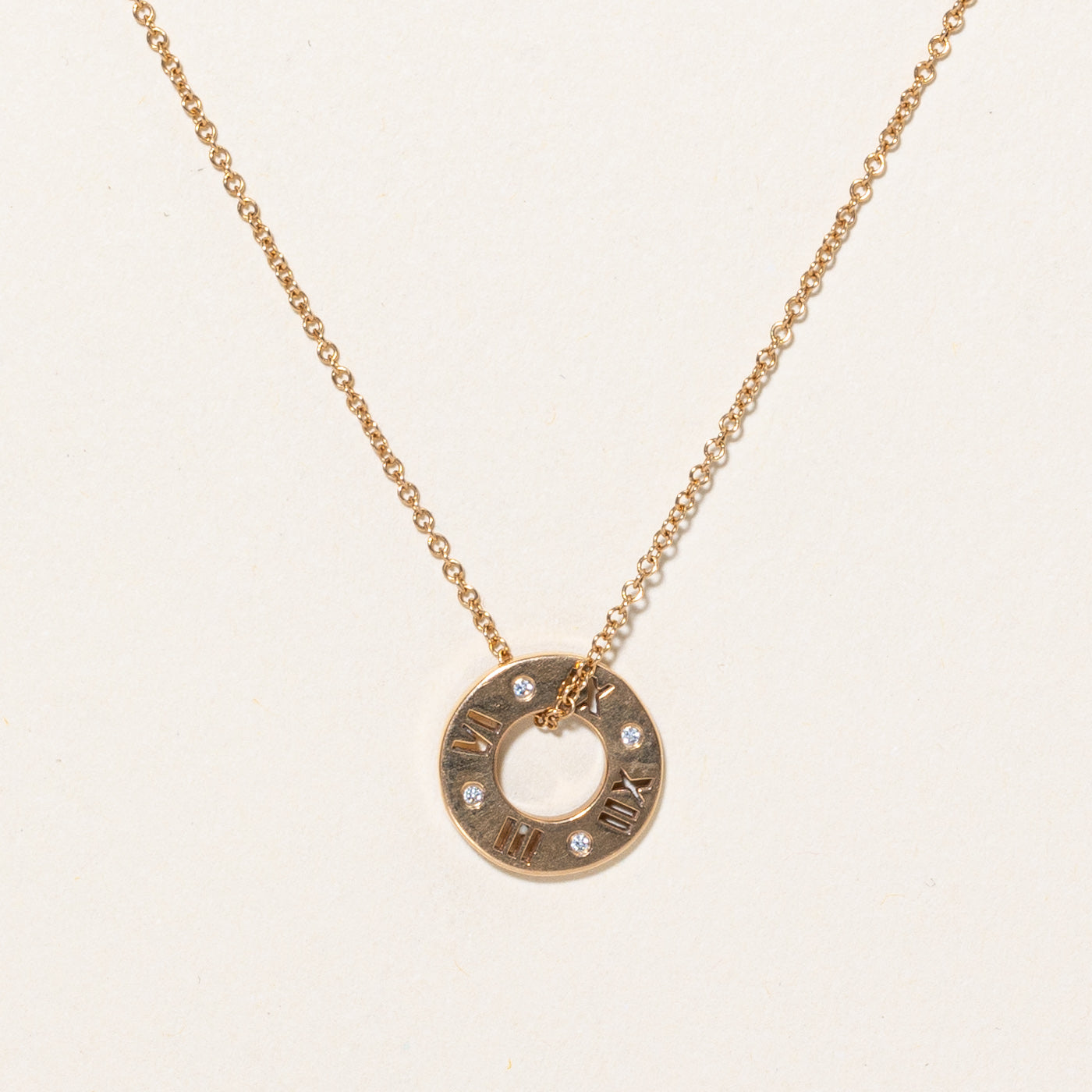 'Tiffany & Co' Atlas 18k Diamond Pendant & Necklace | 18" |