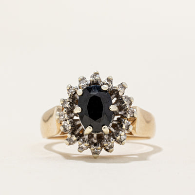 1978 London 9k Sapphire and Diamond Halo Ring | 1.0 ct, 0.16 ctw | SZ 7 |