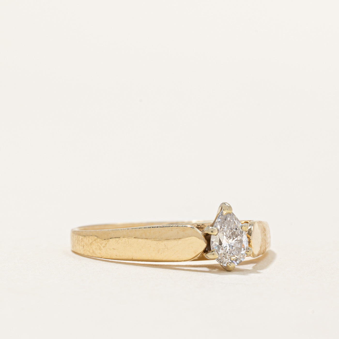Solitaire Pear Diamond 14k Ring | 0.34ct | SZ 7.75 |