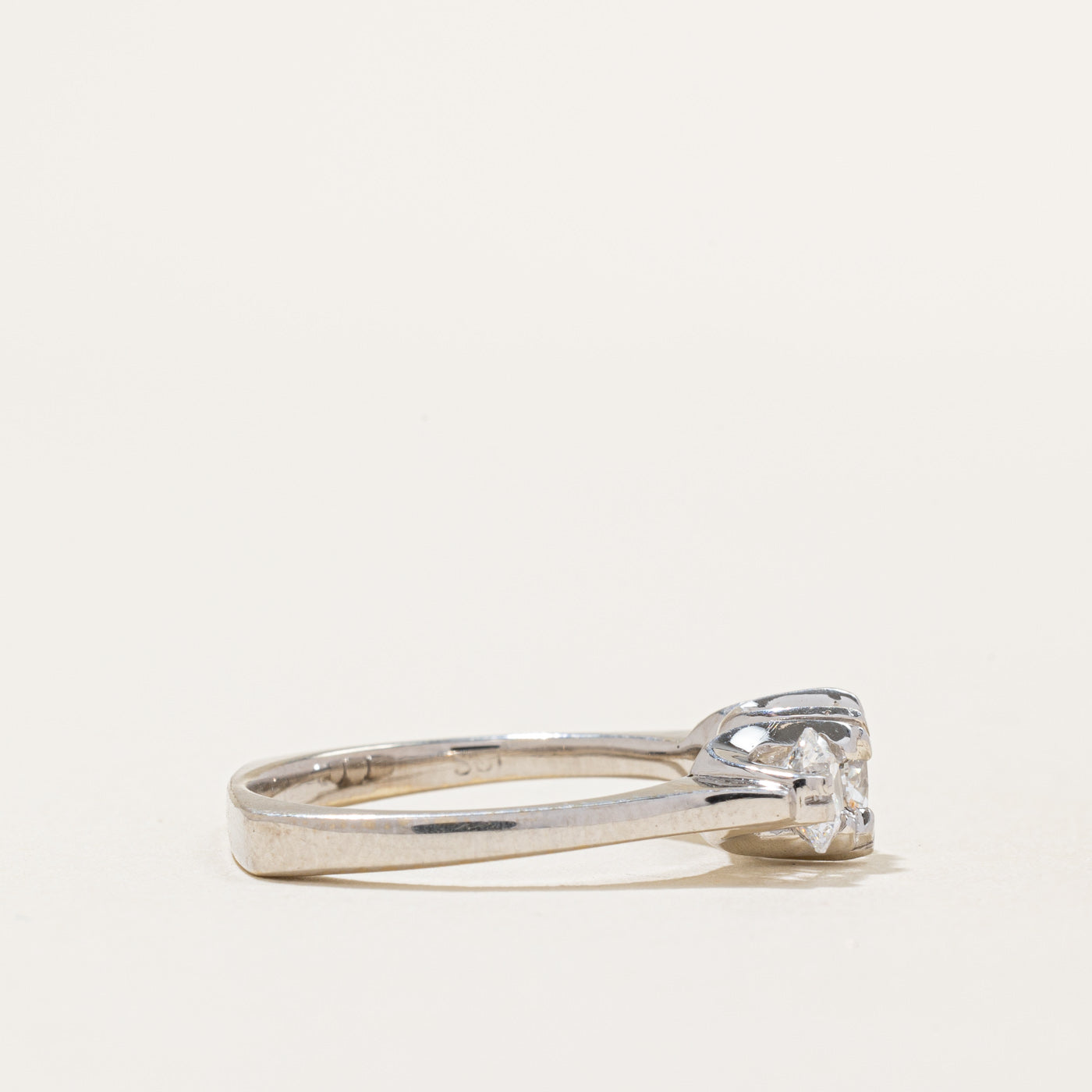 European Shank Canadian Diamond Three Stone 14k Ring | 0.77ctw | SZ 6.5 |