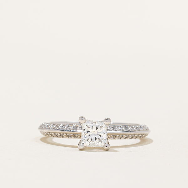 GIA Certified Diamond Solitaire with Knife Edge Shape 14k Ring  | 0.77ct, 0.48ctw | SZ 8